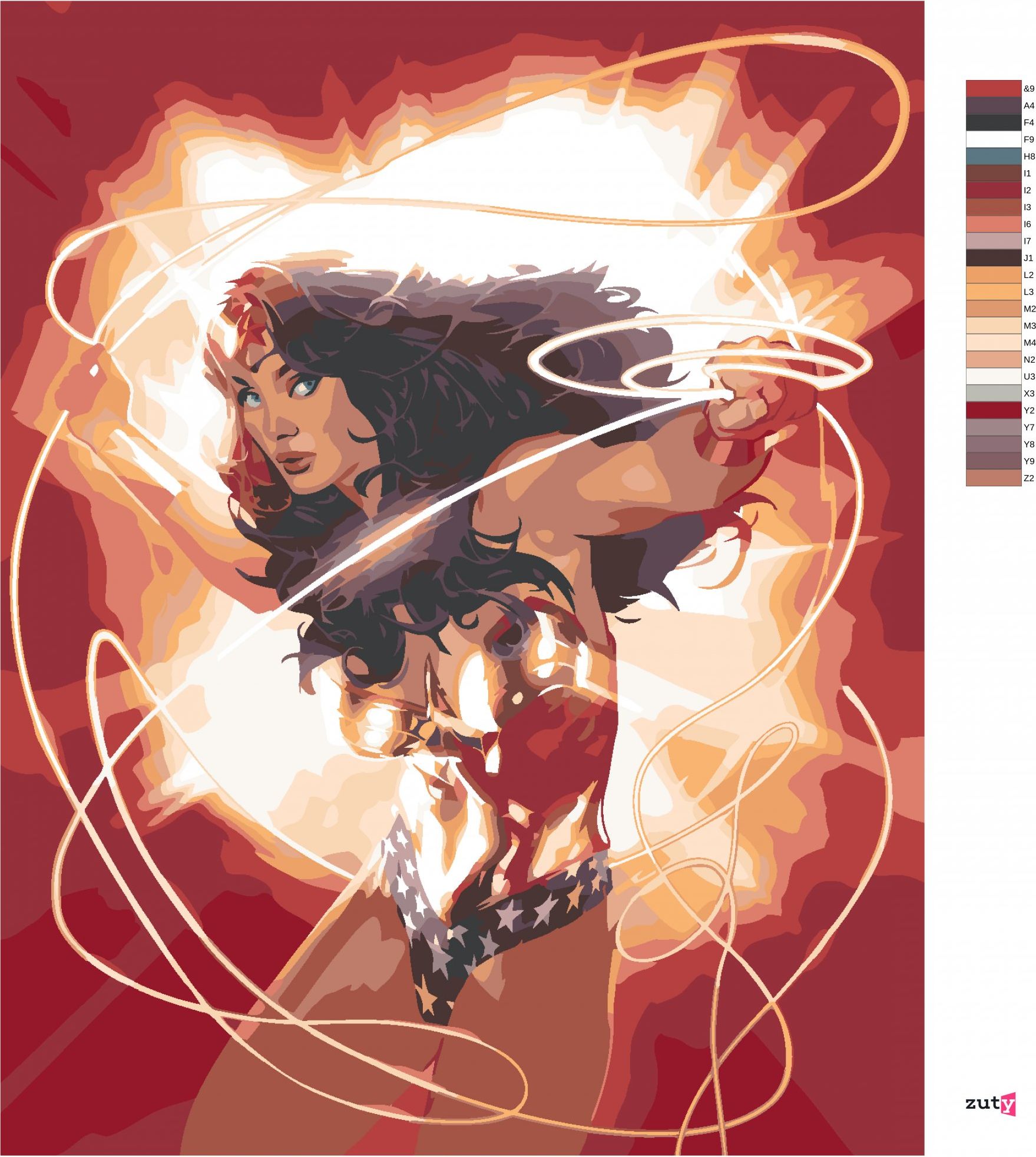 zuty Malování podle čísel - OHNIVÁ WONDER WOMAN - Rozměr: 40x50 cm, Rámování: Varianta: bez rámu a bez vypnutí plátna - obrázek 5
