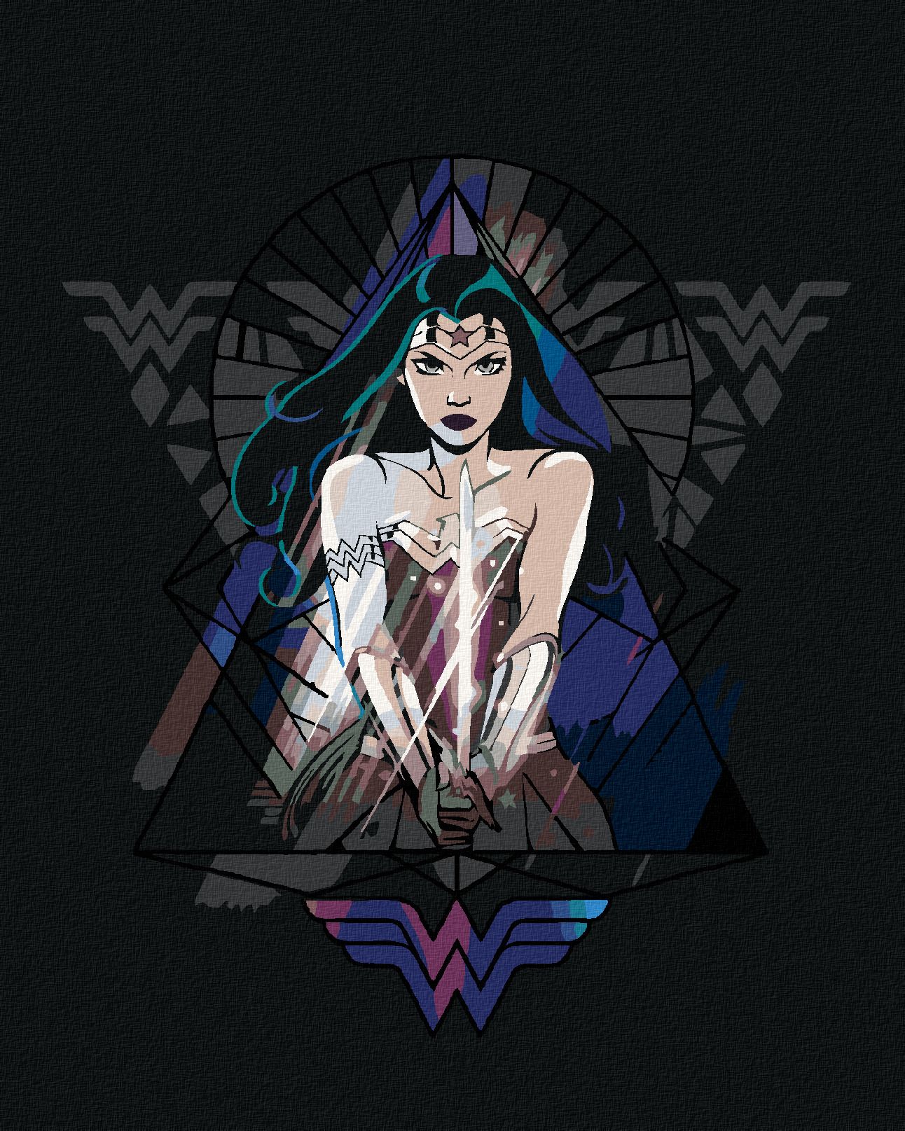 zuty Malování podle čísel - WONDER WOMAN TROJÚHELNÍK - Rozměr: 40x50 cm, Rámování: Varianta: vypnuté plátno na rám - obrázek 1