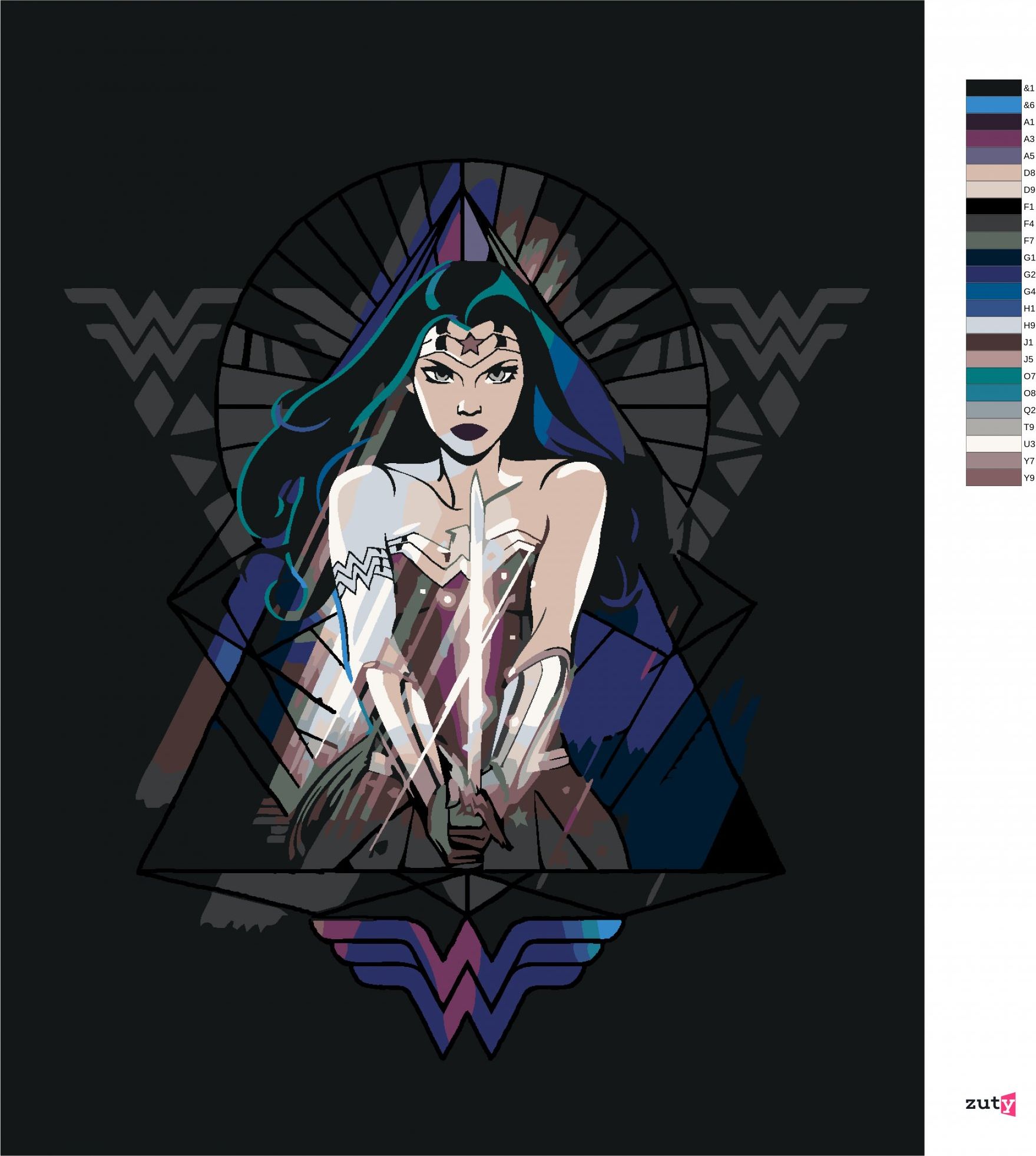 zuty Malování podle čísel - WONDER WOMAN TROJÚHELNÍK - Rozměr: 40x50 cm, Rámování: Varianta: vypnuté plátno na rám - obrázek 2