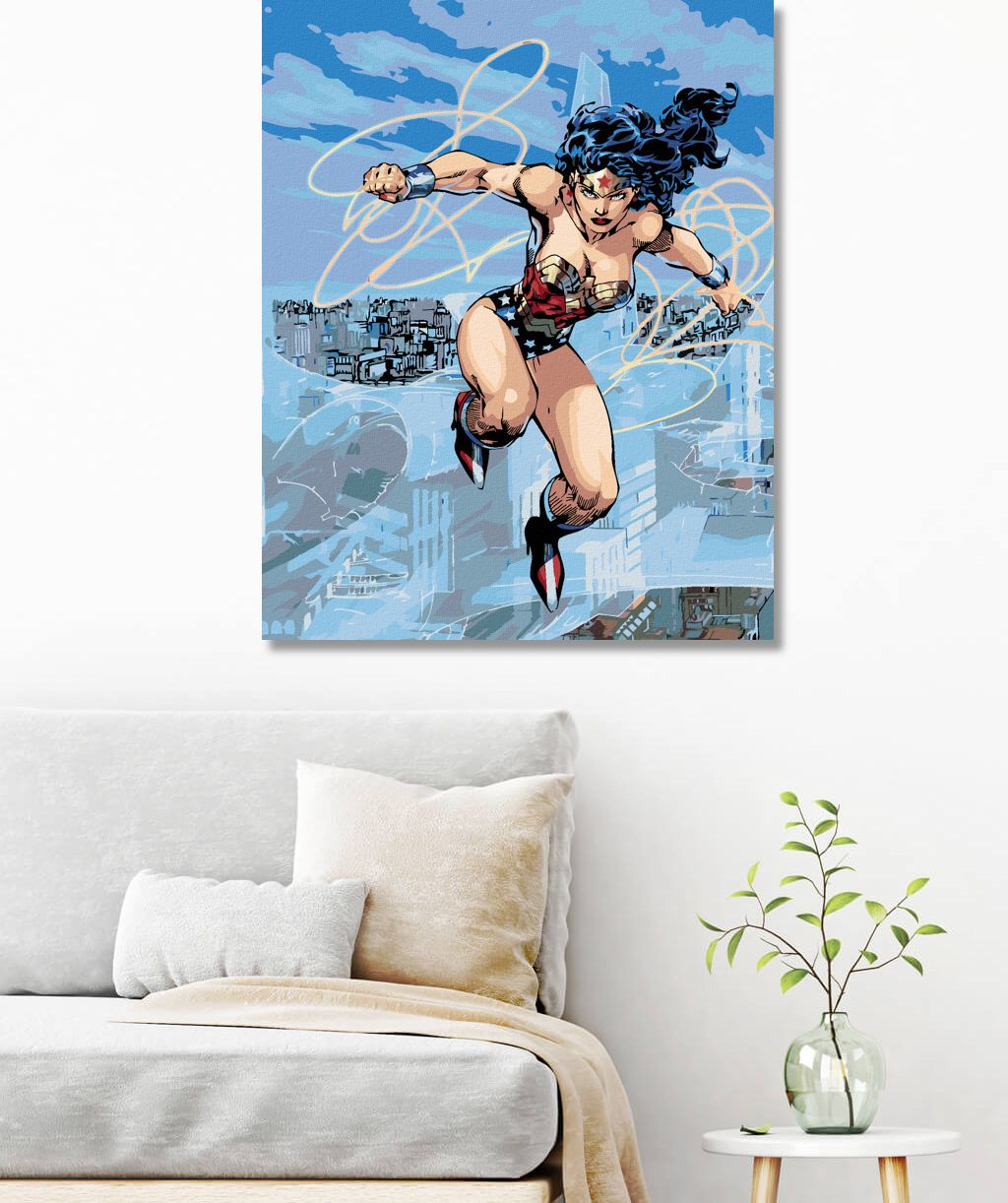 zuty Malování podle čísel - WONDER WOMAN A LASO V LETU - Rozměr: 40x50 cm, Rámování: Varianta: vypnuté plátno na rám - obrázek 6