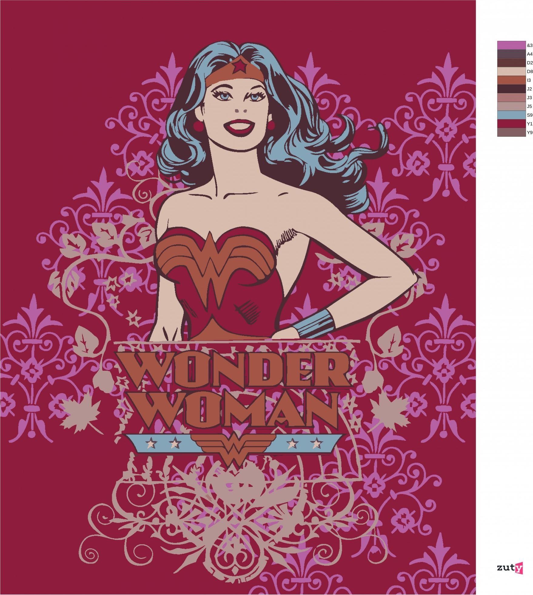 zuty Malování podle čísel - WONDER WOMAN PLAKÁT ČERVENÝ - Rozměr: 40x50 cm, Rámování: Varianta: vypnuté plátno na rám - obrázek 3