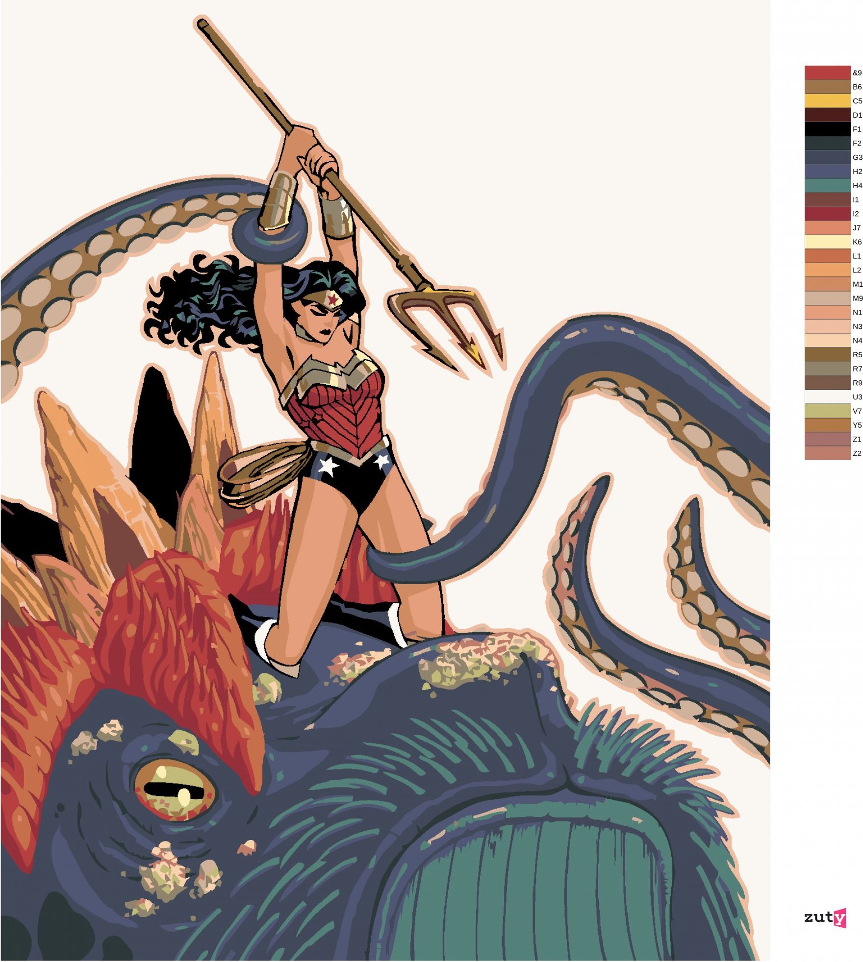 zuty Malování podle čísel - WONDER WOMAN A PŘÍŠERA - Rozměr: 40x50 cm, Rámování: Varianta: vypnuté plátno na rám - obrázek 3