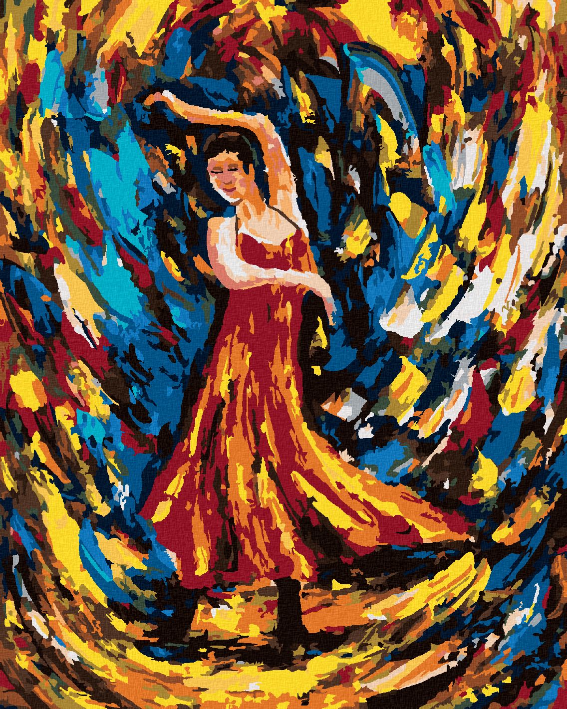 zuty Malování podle čísel - DÍVKA TANČÍCÍ FLAMENCO - Rozměr: 40x50 cm, Rámování: Varianta: bez rámu a bez vypnutí plátna - obrázek 1