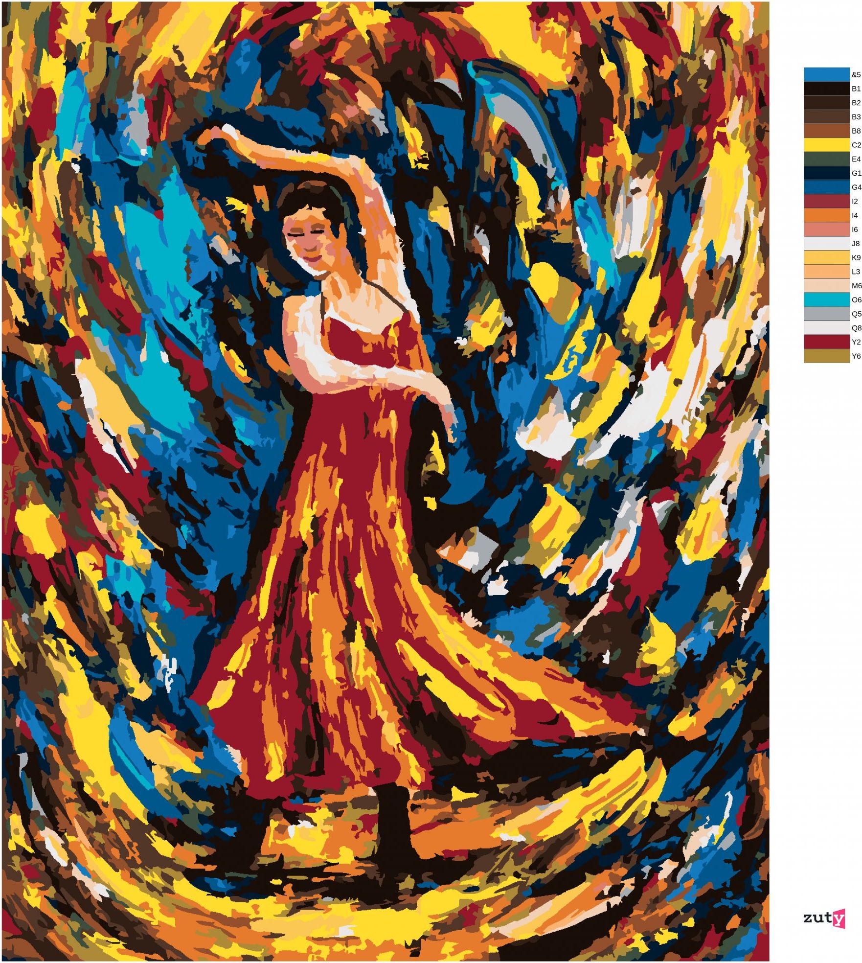 zuty Malování podle čísel - DÍVKA TANČÍCÍ FLAMENCO - Rozměr: 40x50 cm, Rámování: Varianta: bez rámu a bez vypnutí plátna - obrázek 10