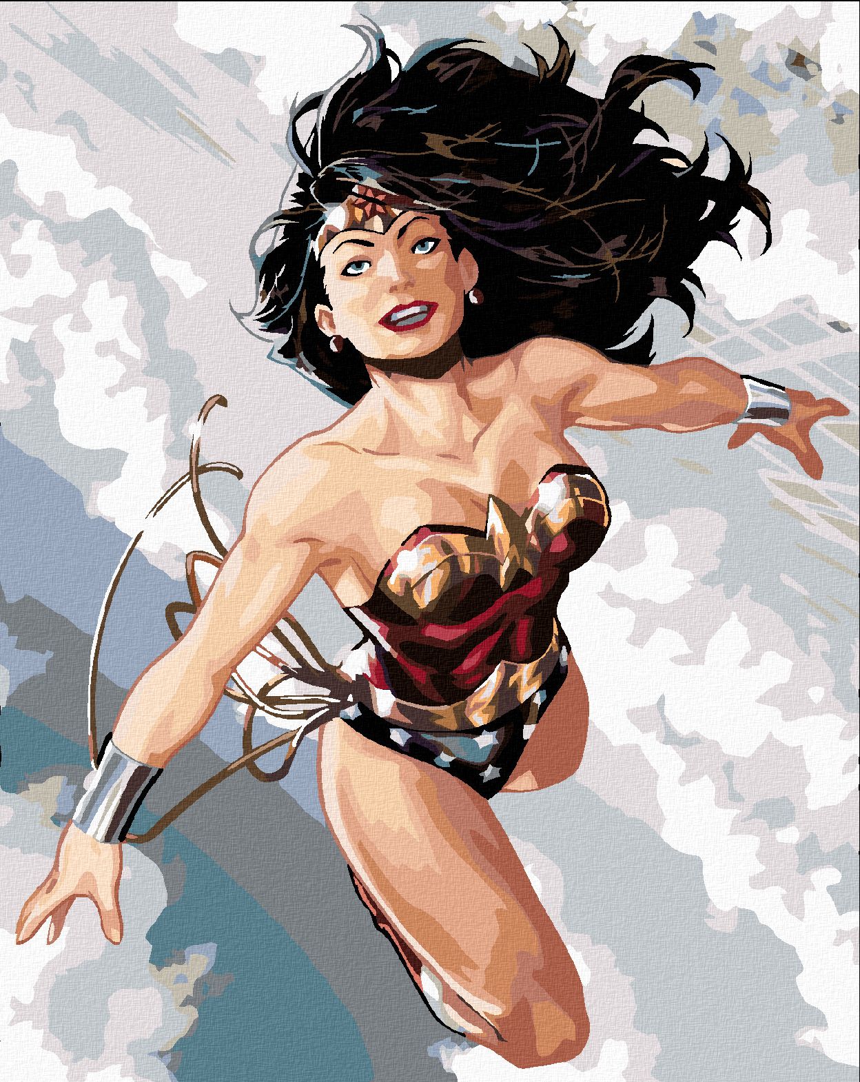 zuty Malování podle čísel - WONDER WOMAN LETÍ - Rozměr: 40x50 cm, Rámování: Varianta: bez rámu a bez vypnutí plátna - obrázek 1