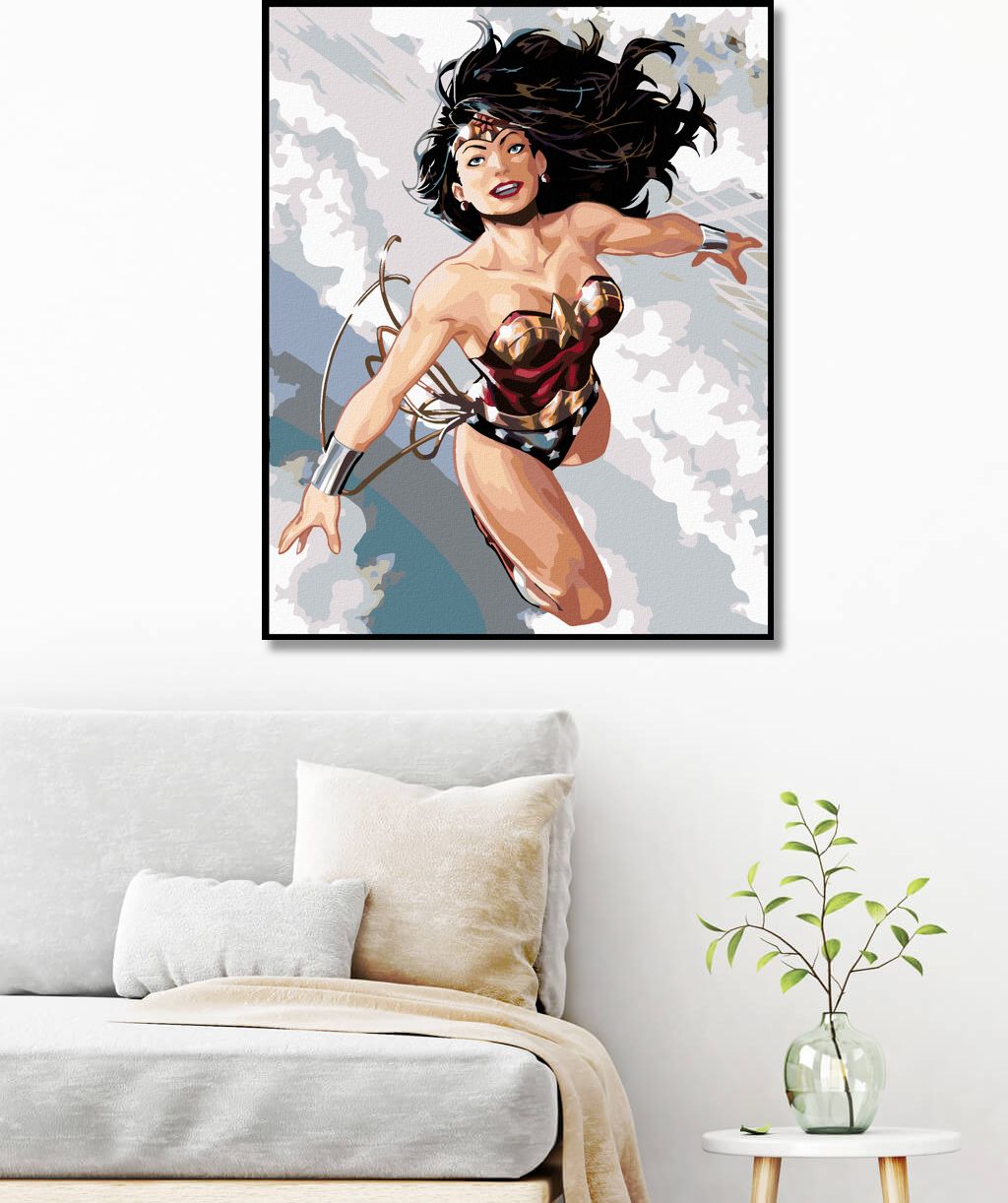 zuty Malování podle čísel - WONDER WOMAN LETÍ - Rozměr: 40x50 cm, Rámování: Varianta: bez rámu a bez vypnutí plátna - obrázek 2