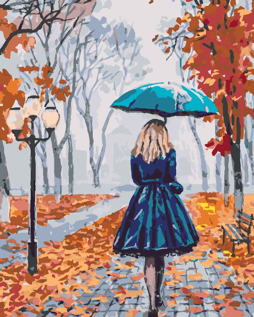 zuty Malování podle čísel - ŽENA S DEŠTNÍKEM V PARKU - Rozměr: 40x50 cm, Rámování: Varianta: bez rámu a bez vypnutí plátna - obrázek 8