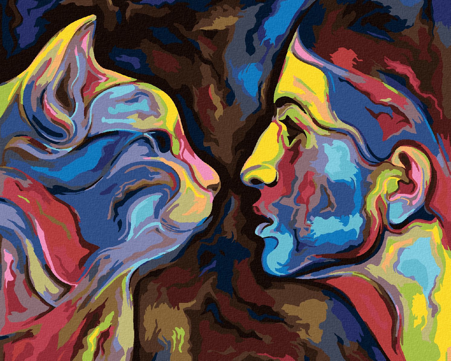 zuty Malování podle čísel - ABSTRAKCE ŽENY A KOČKY - Rozměr: 40x50 cm, Rámování: Varianta: bez rámu a bez vypnutí plátna - obrázek 1