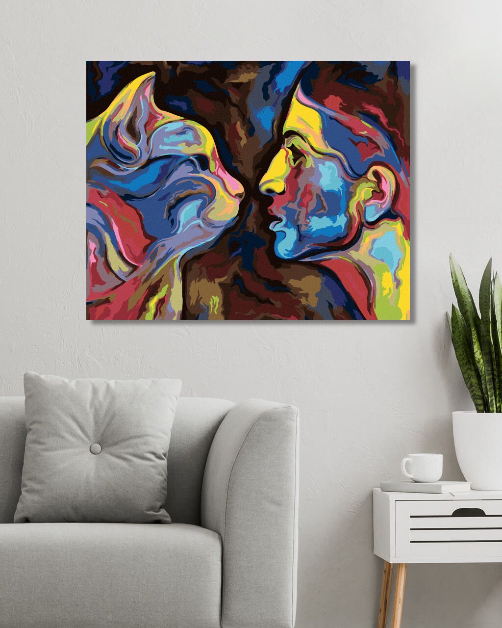 zuty Malování podle čísel - ABSTRAKCE ŽENY A KOČKY - Rozměr: 40x50 cm, Rámování: Varianta: bez rámu a bez vypnutí plátna - obrázek 2