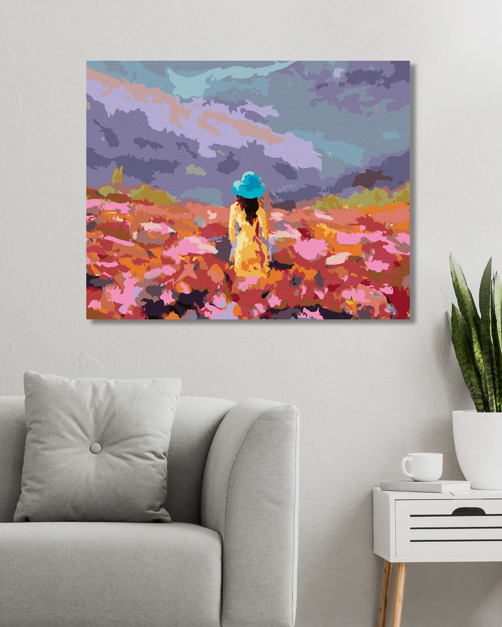 zuty Malování podle čísel - ŽENA V KVĚTINOVÉM POLI - Rozměr: 40x50 cm, Rámování: Varianta: vypnuté plátno na rám - obrázek 4