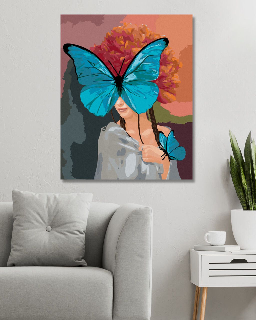zuty Malování podle čísel - ŽENA S MOTÝLY A PIVOŇKY - Rozměr: 40x50 cm, Rámování: Varianta: vypnuté plátno na rám - obrázek 10