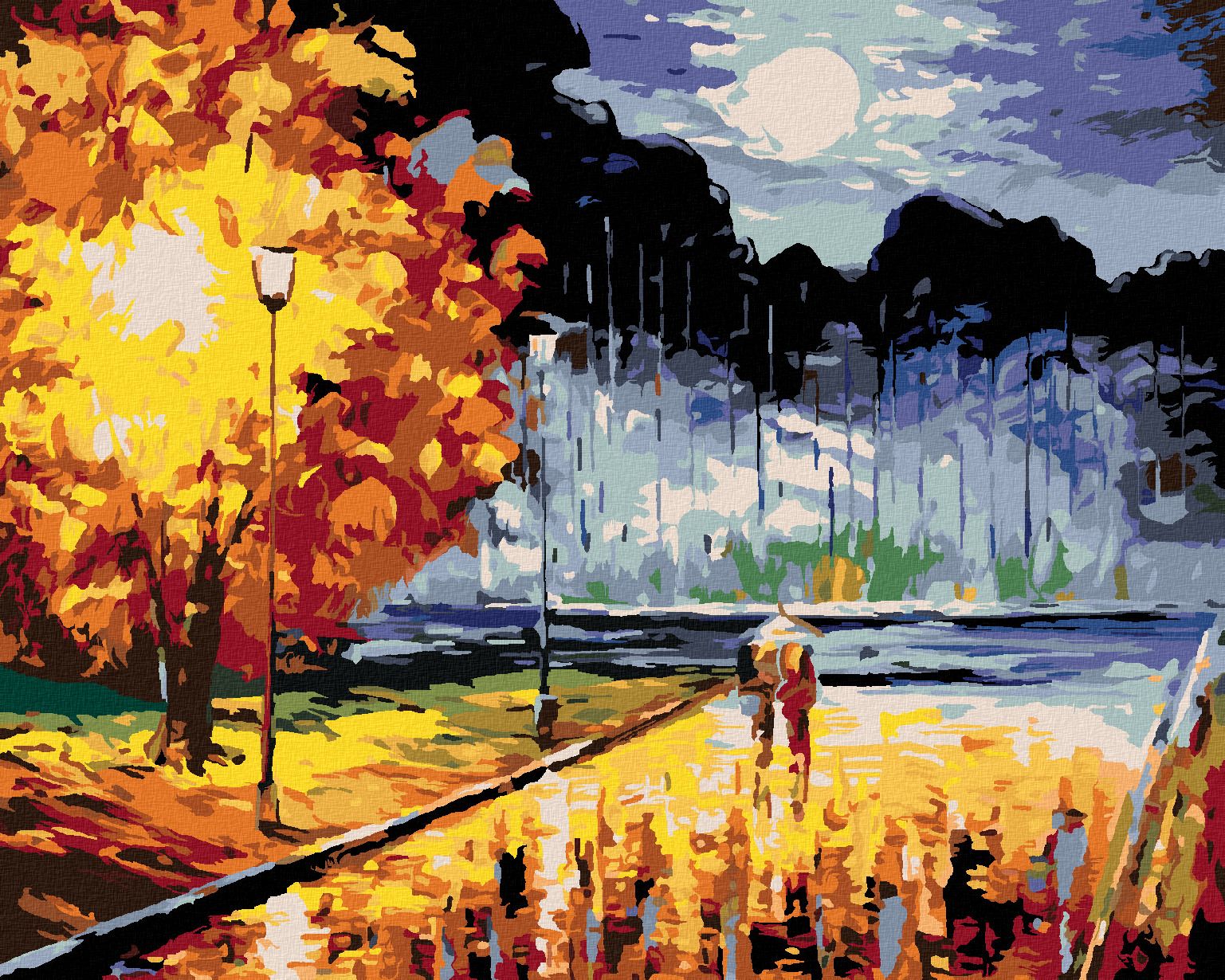 zuty Malování podle čísel - MILENCI NA VEČERNÍ PROCHÁZCE - Rozměr: 40x50 cm, Rámování: Varianta: bez rámu a bez vypnutí plátna - obrázek 1
