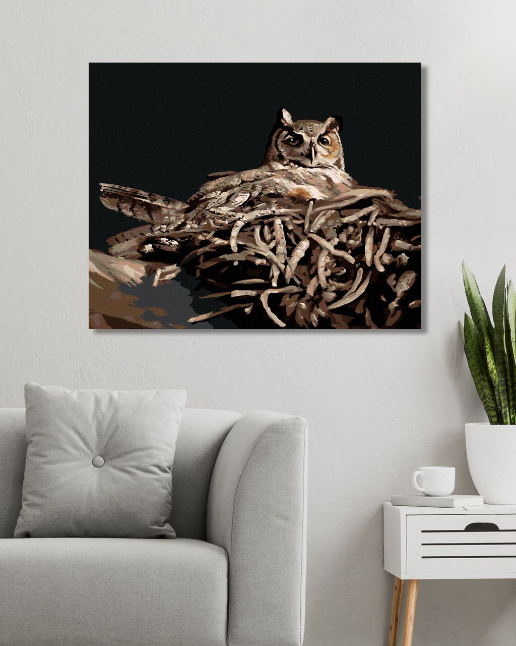 zuty Malování podle čísel - SOVA V HNÍZDĚ V NOCI (D. RUSTY RUST) - Rozměr: 40x50 cm, Rámování: Varianta: bez rámu a bez vypnutí plátna - obrázek 6