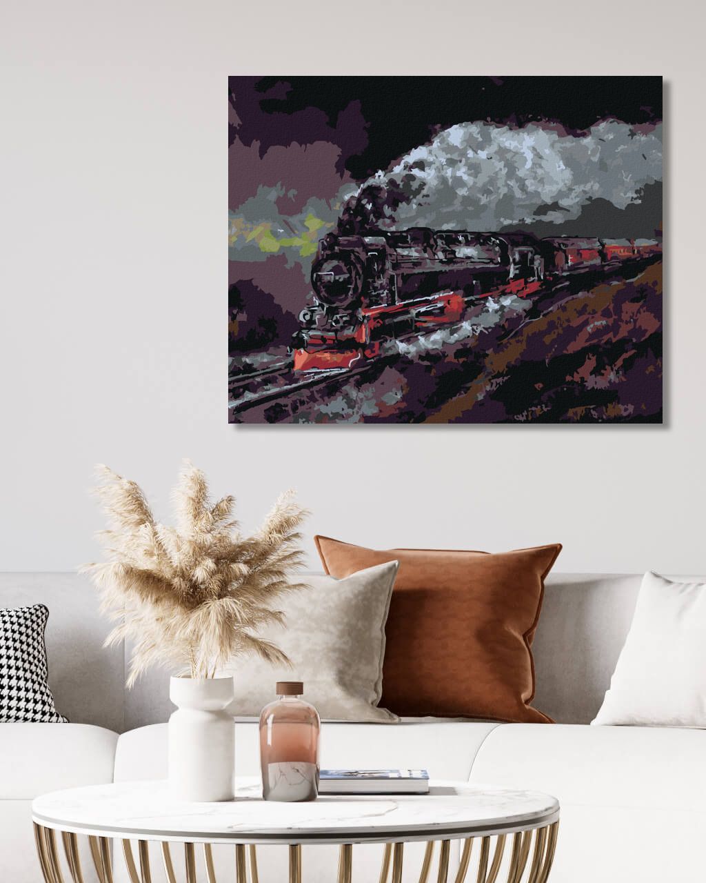zuty Malování podle čísel - PARNÍ LOKOMOTIVA ZAHALENA KOUŘEM - Rozměr: 40x50 cm, Rámování: Varianta: bez rámu a bez vypnutí plátna - obrázek 9