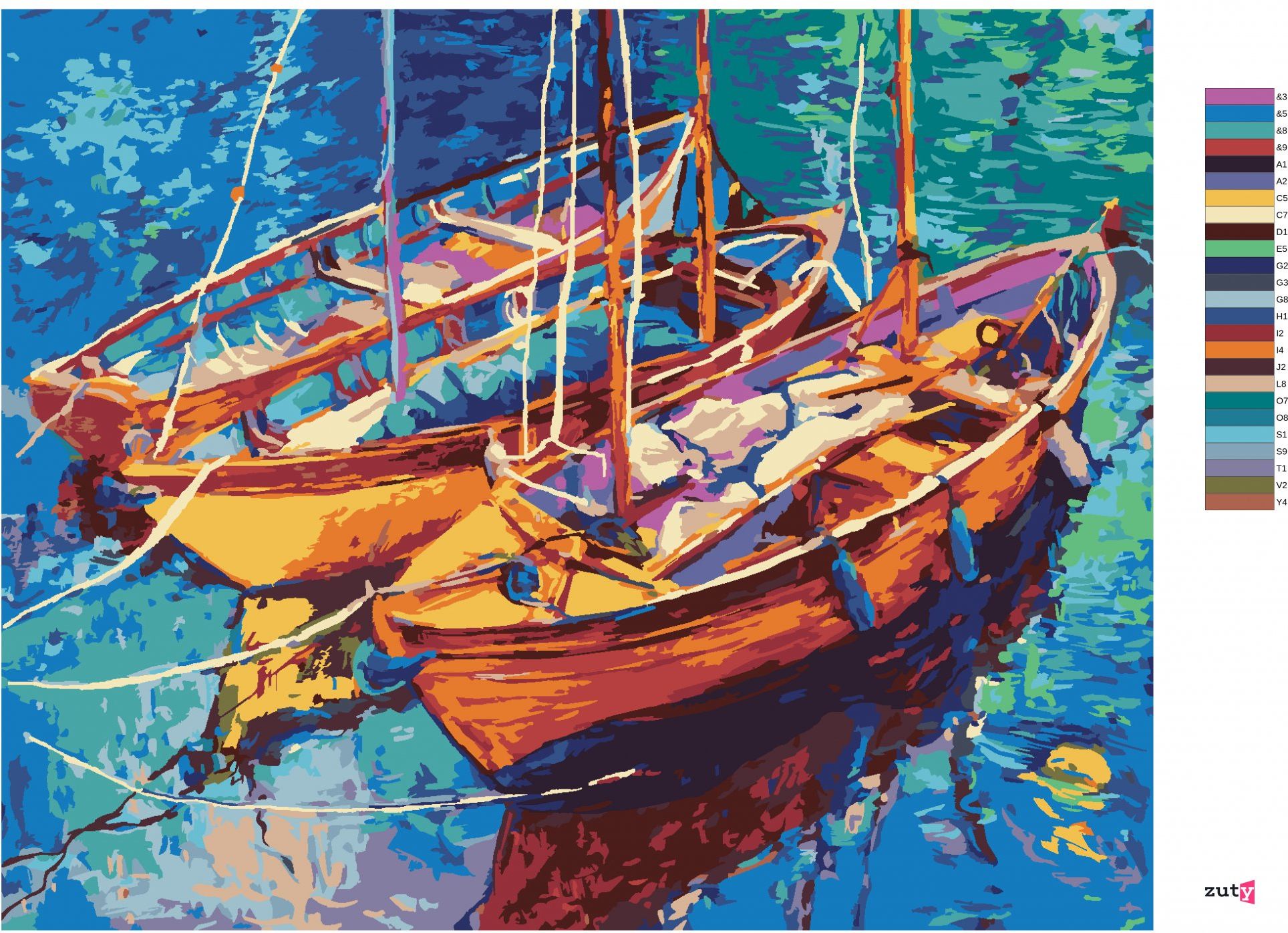 zuty Malování podle čísel - LODIČKY NA VODĚ - Rozměr: 40x50 cm, Rámování: Varianta: vypnuté plátno na rám - obrázek 9