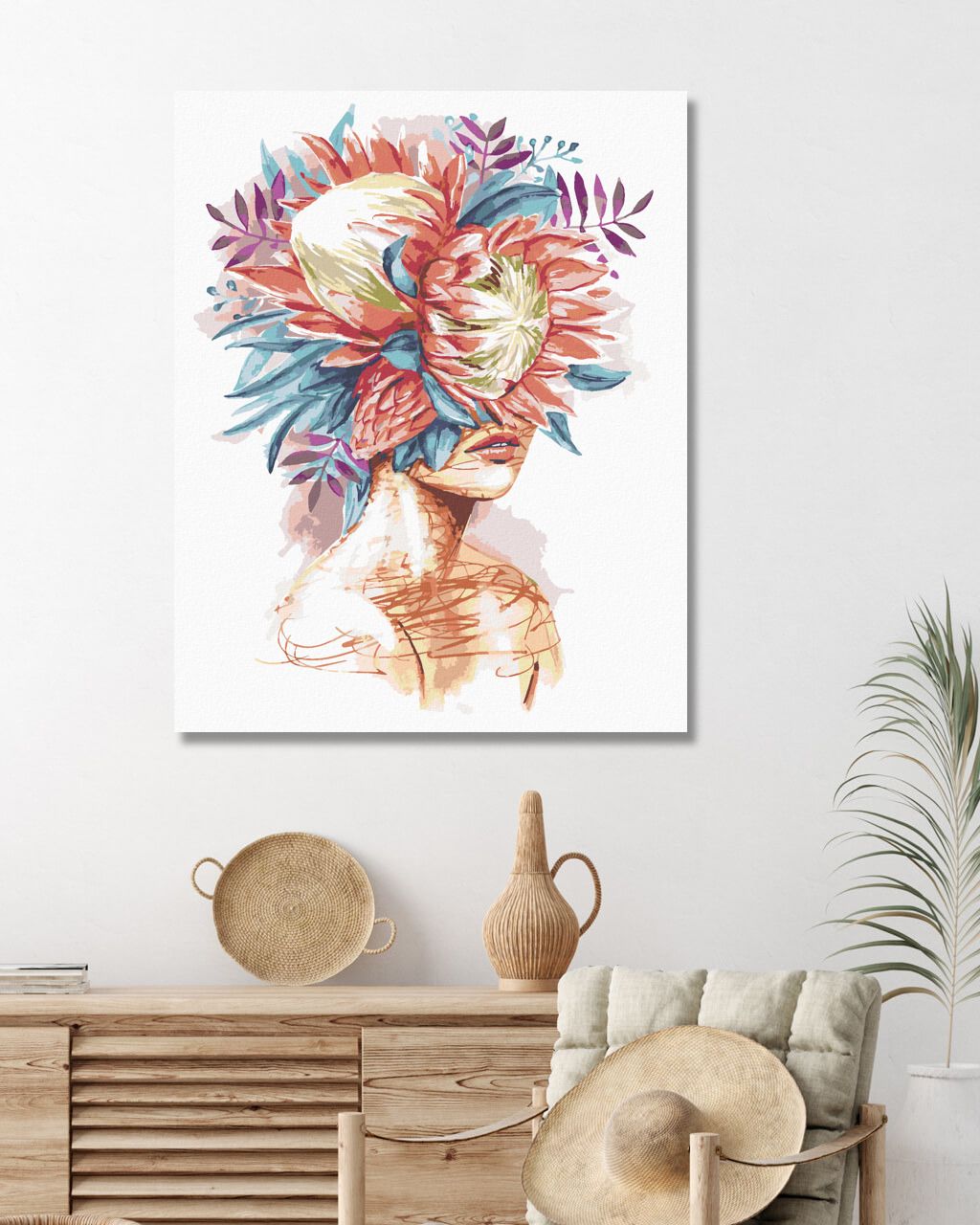 zuty Malování podle čísel - ŽENA S PROTEOU VE VLASECH - Rozměr: 40x50 cm, Rámování: Varianta: vypnuté plátno na rám - obrázek 5