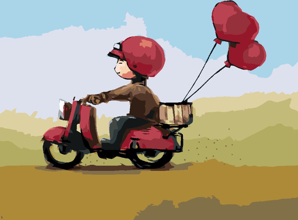 zuty Malování podle čísel - KLUK SE SRDÍČKOVÝMI BALÓNKY NA SKÚTRU - Rozměr: 40x50 cm, Rámování: Varianta: vypnuté plátno na rám - obrázek 10