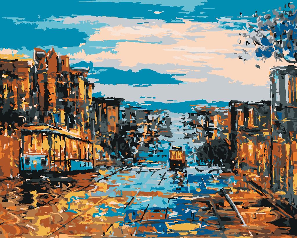 zuty Malování podle čísel - DOPRAVA V SAN FRANCISCU - Rozměr: 40x50 cm, Rámování: Varianta: vypnuté plátno na rám - obrázek 2
