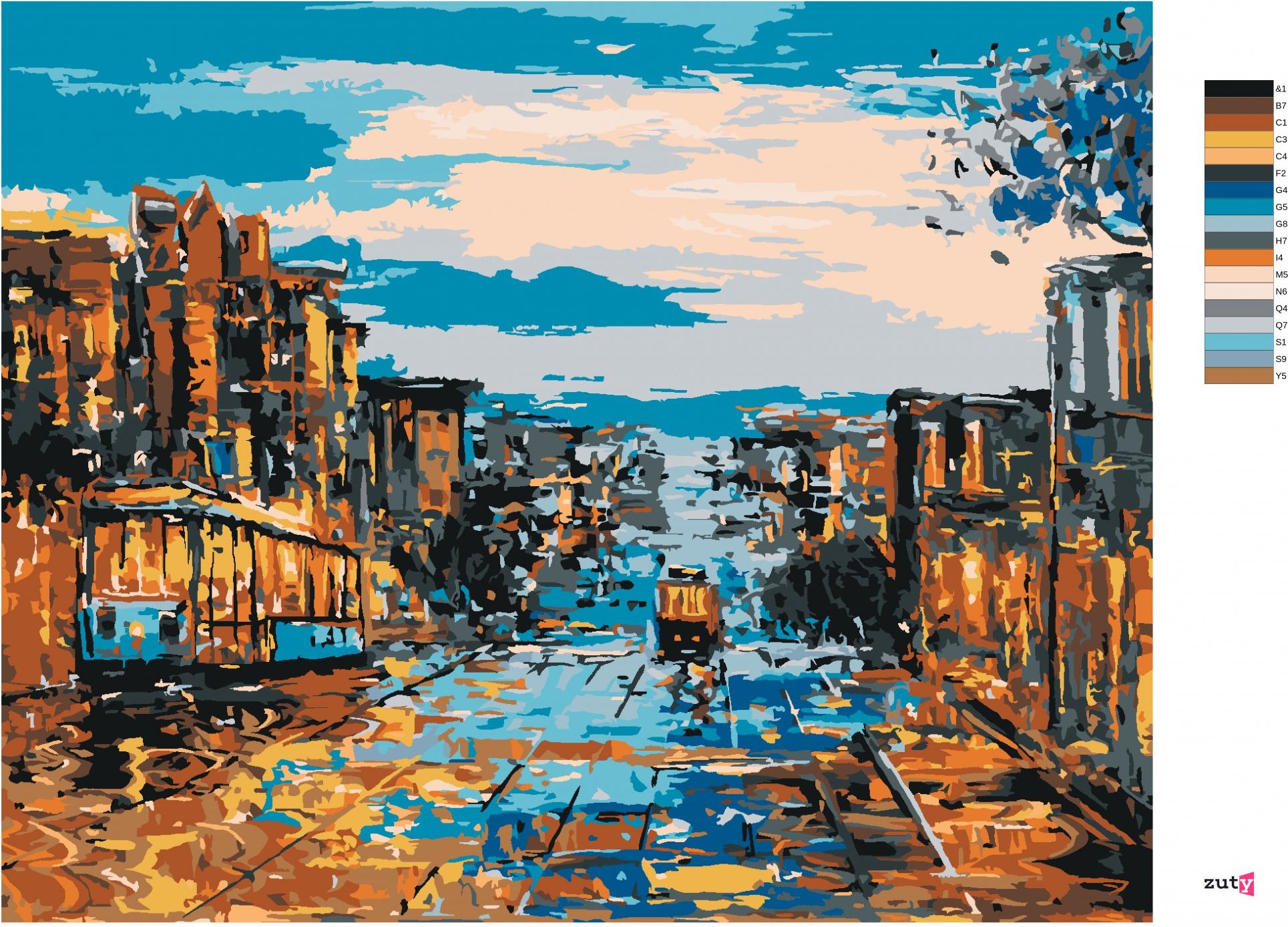 zuty Malování podle čísel - DOPRAVA V SAN FRANCISCU - Rozměr: 40x50 cm, Rámování: Varianta: vypnuté plátno na rám - obrázek 8