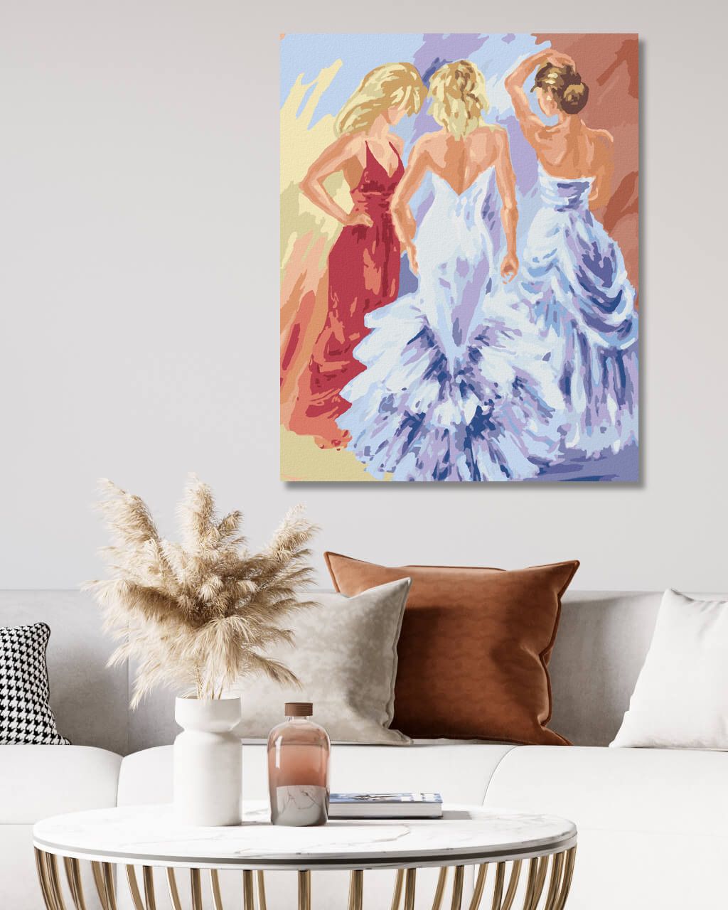 zuty Malování podle čísel - TŘI ŽENY NA PLESE - Rozměr: 40x50 cm, Rámování: Varianta: vypnuté plátno na rám - obrázek 5