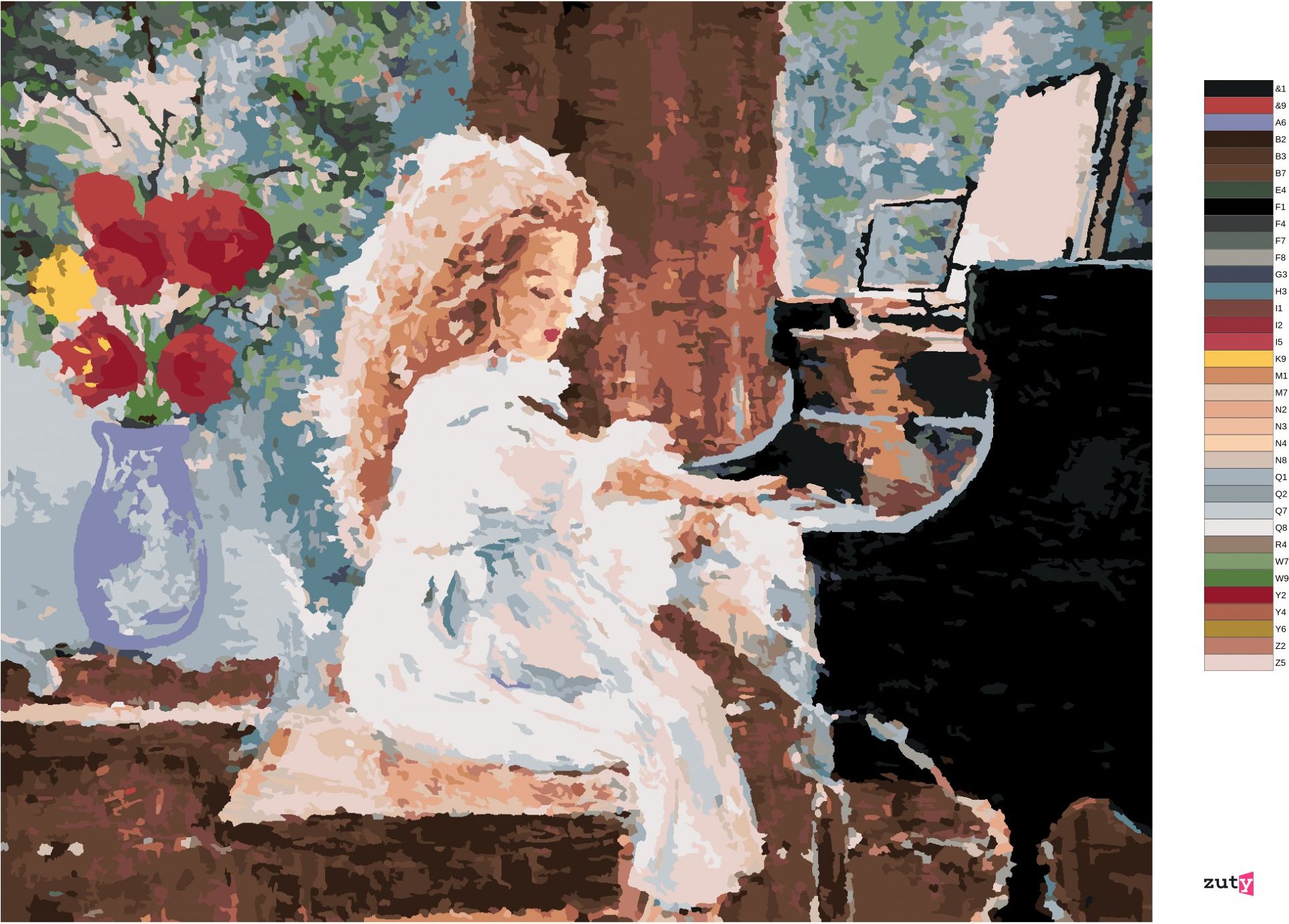 zuty Malování podle čísel - HOLČIČKA HRAJÍCÍ NA PIANO - Rozměr: 40x50 cm, Rámování: Varianta: bez rámu a bez vypnutí plátna - obrázek 5