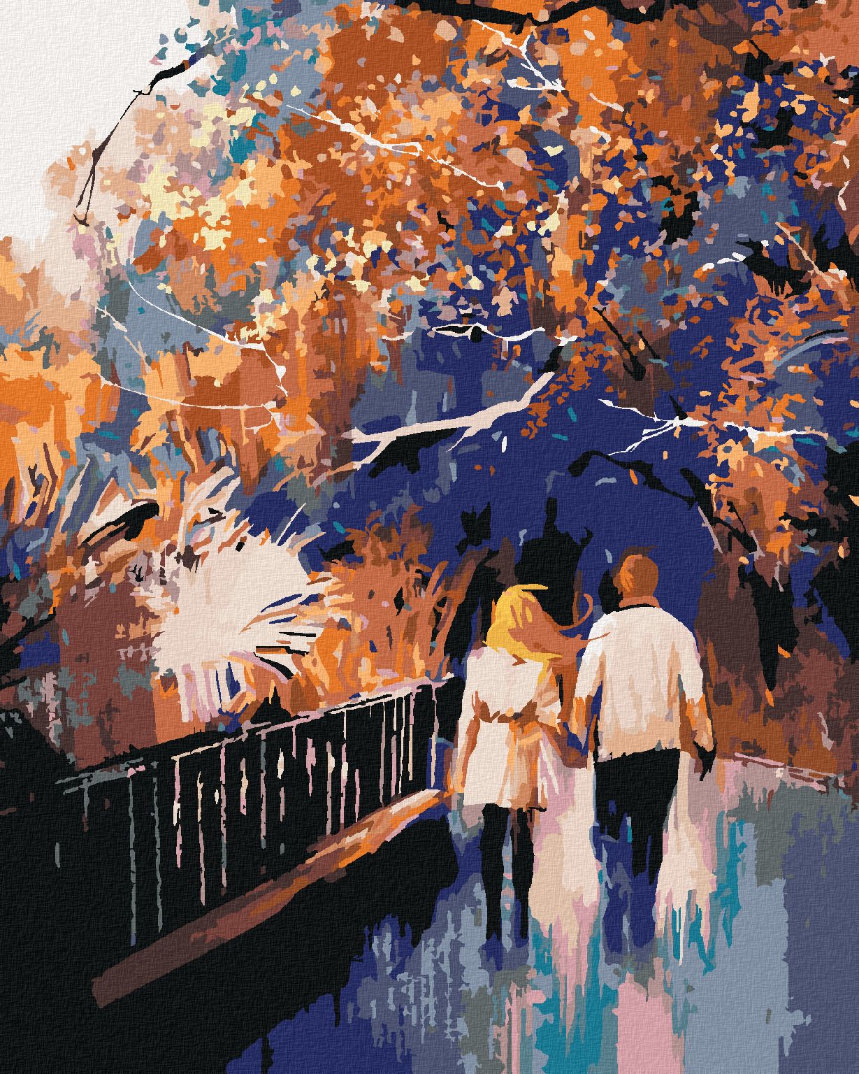 zuty Malování podle čísel - ZAMILOVANÝ PÁR V PARKU - Rozměr: 40x50 cm, Rámování: Varianta: bez rámu a bez vypnutí plátna - obrázek 1