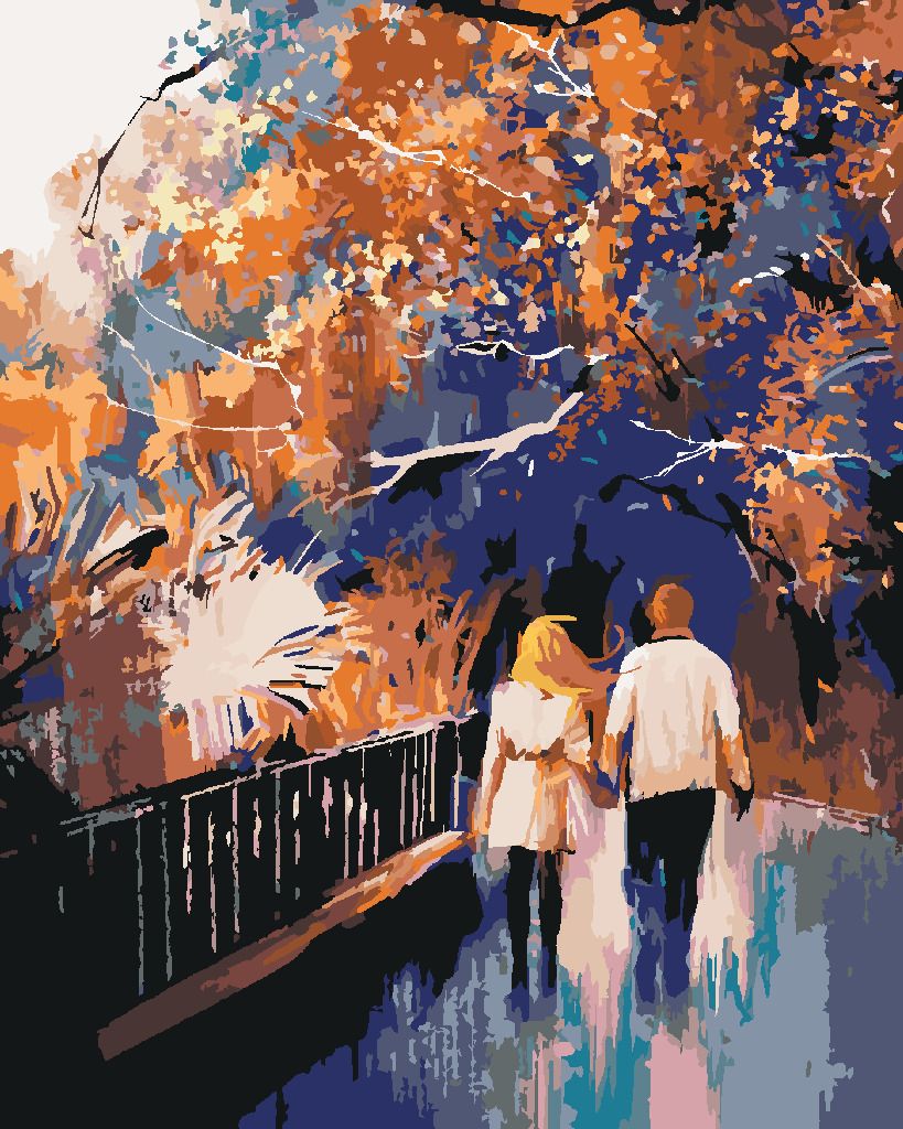zuty Malování podle čísel - ZAMILOVANÝ PÁR V PARKU - Rozměr: 40x50 cm, Rámování: Varianta: bez rámu a bez vypnutí plátna - obrázek 3