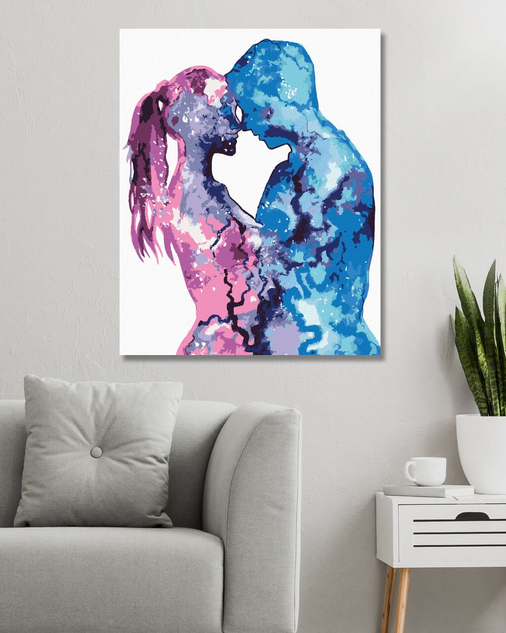 zuty Malování podle čísel - ABSTRAKTNÍ MILUJÍCÍ ŽENA S MUŽEM - Rozměr: 40x50 cm, Rámování: Varianta: bez rámu a bez vypnutí plátna - obrázek 5