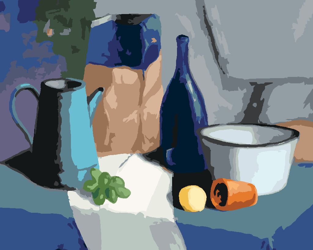 zuty Malování podle čísel - ZÁTIŠÍ HROZNŮ, LÁHVE, MISKY A MANDARINKY - Rozměr: 40x50 cm, Rámování: Varianta: vypnuté plátno na rám - obrázek 7