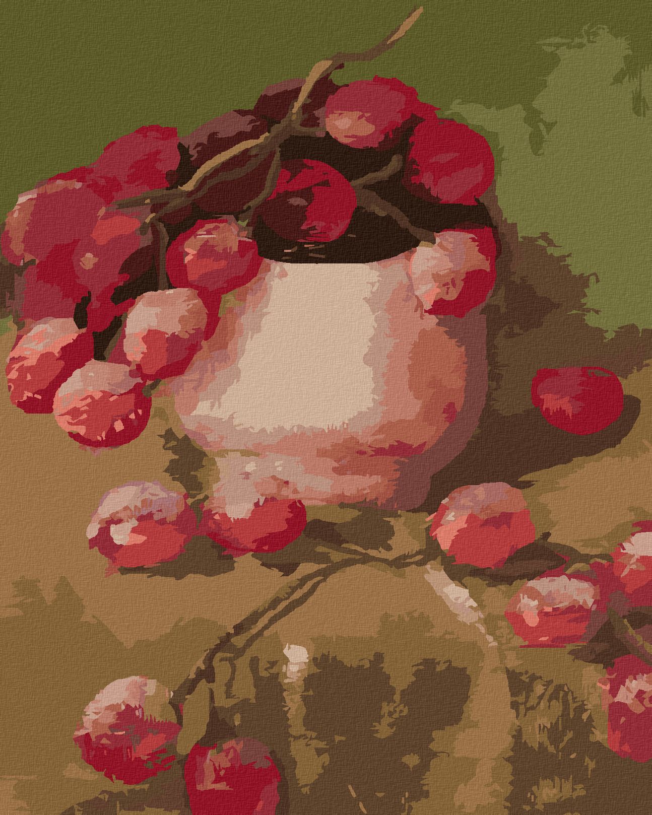 zuty Malování podle čísel - HROZNOVÉ VÍNO V MISCE - Rozměr: 40x50 cm, Rámování: Varianta: bez rámu a bez vypnutí plátna - obrázek 1