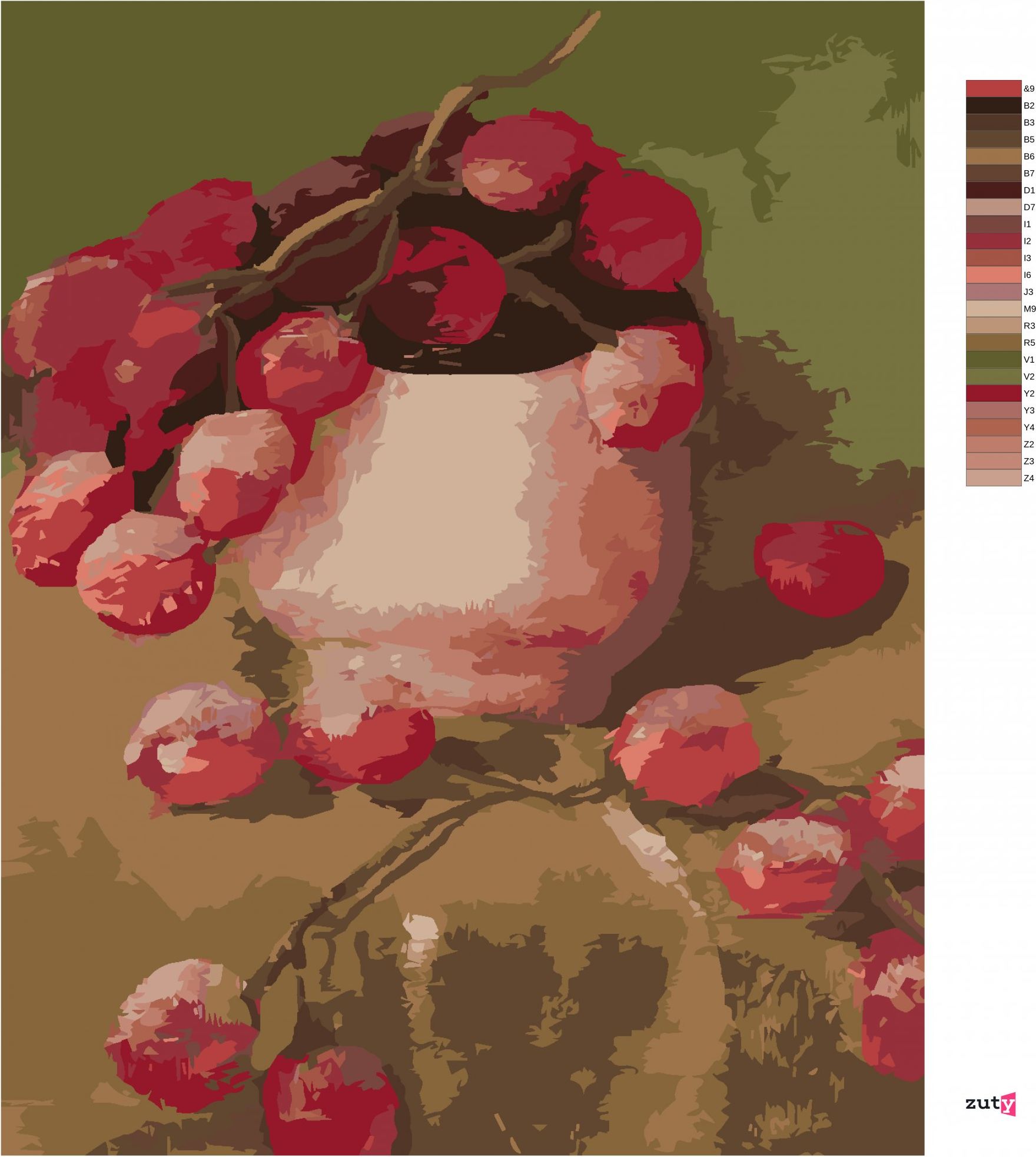 zuty Malování podle čísel - HROZNOVÉ VÍNO V MISCE - Rozměr: 40x50 cm, Rámování: Varianta: bez rámu a bez vypnutí plátna - obrázek 8
