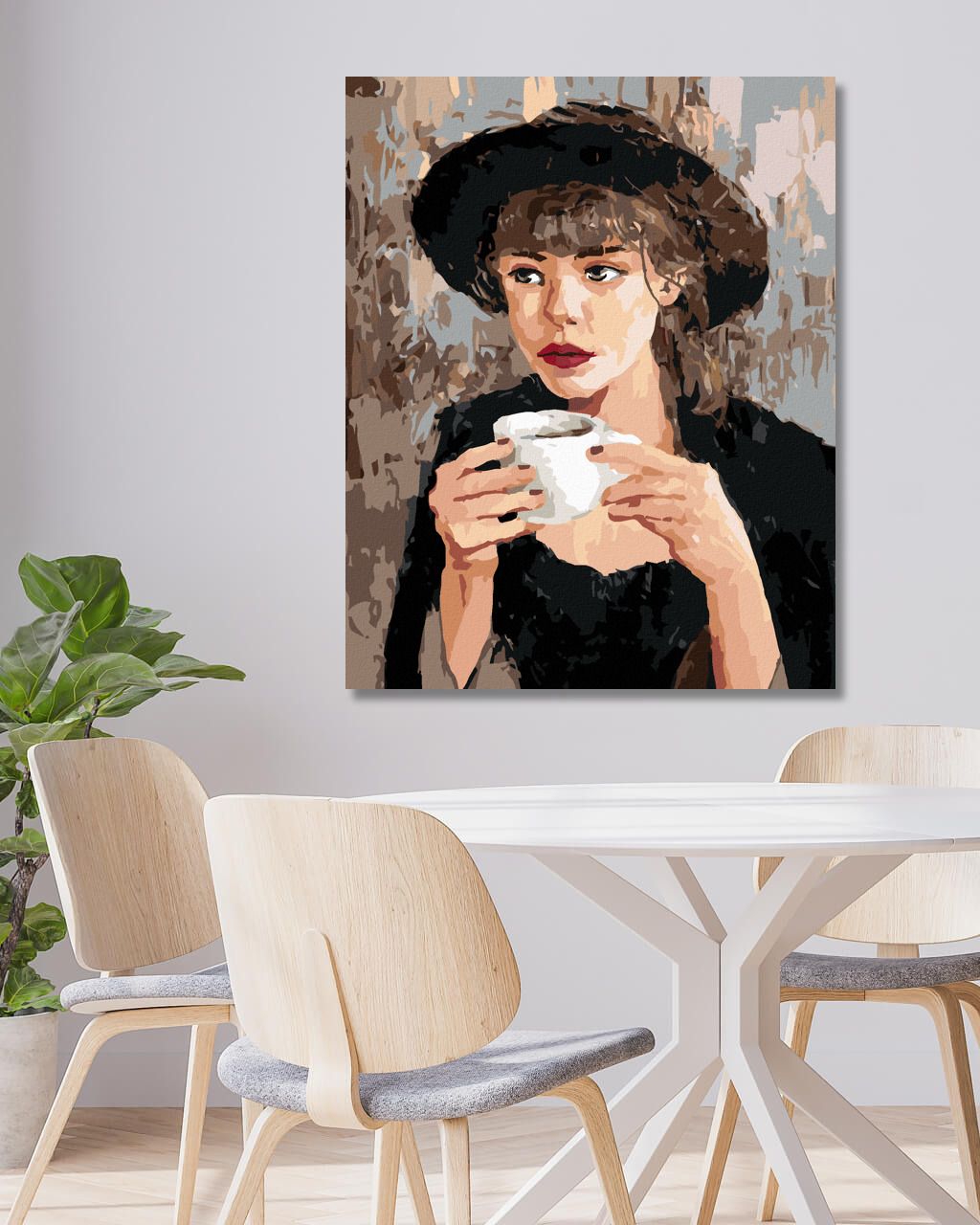 zuty Malování podle čísel - ŽENA S KÁVOU - Rozměr: 40x50 cm, Rámování: Varianta: bez rámu a bez vypnutí plátna - obrázek 2