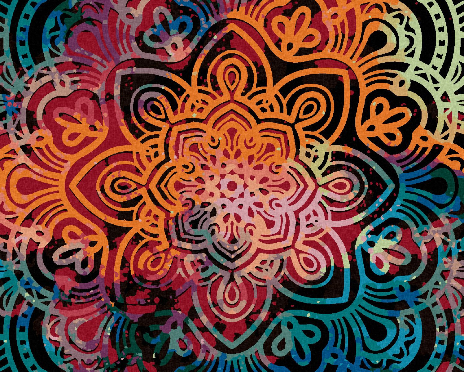 zuty Malování podle čísel - ZÁŘIVÁ MANDALA - Rozměr: 40x50 cm, Rámování: Varianta: vypnuté plátno na rám - obrázek 1