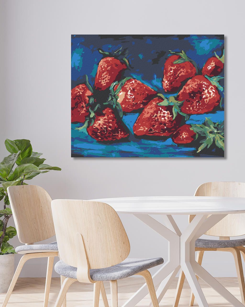zuty Malování podle čísel - JAHODY NA MODRÉM POZADÍ - Rozměr: 40x50 cm, Rámování: Varianta: bez rámu a bez vypnutí plátna - obrázek 6