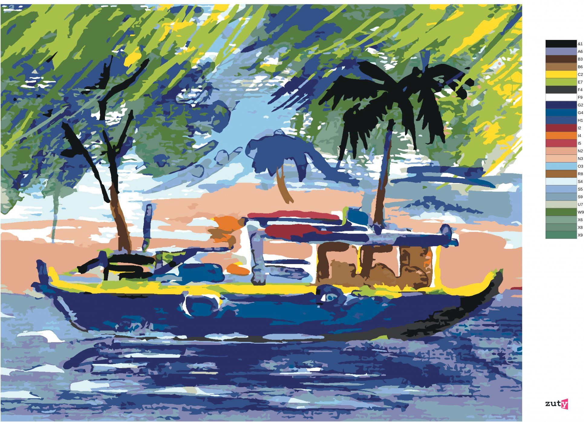 zuty Malování podle čísel - VÝLETNÍ LOĎ - Rozměr: 40x50 cm, Rámování: Varianta: bez rámu a bez vypnutí plátna - obrázek 8