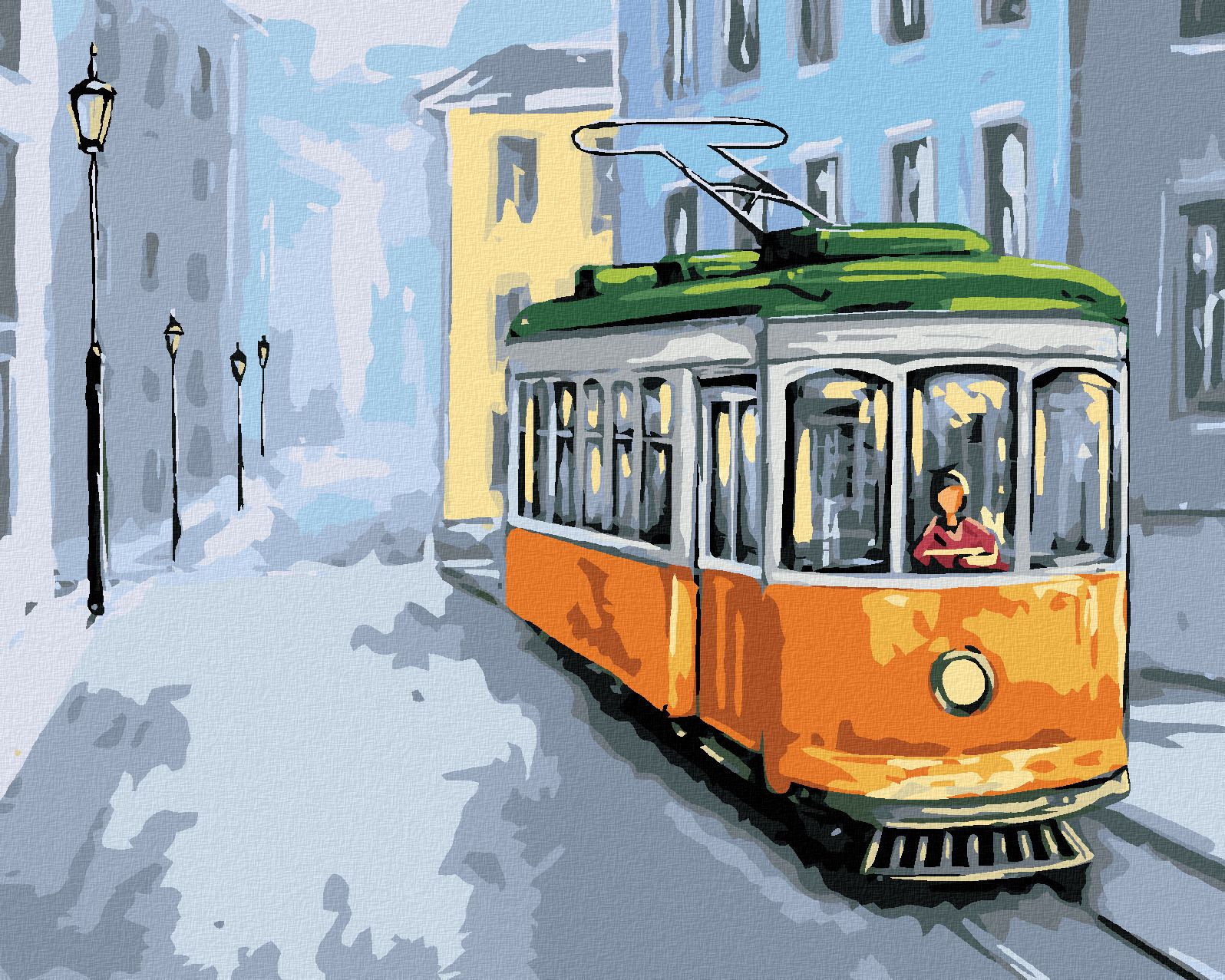 zuty Malování podle čísel - STARÁ ŽLUTÁ TRAMVAJ - Rozměr: 40x50 cm, Rámování: Varianta: bez rámu a bez vypnutí plátna - obrázek 1