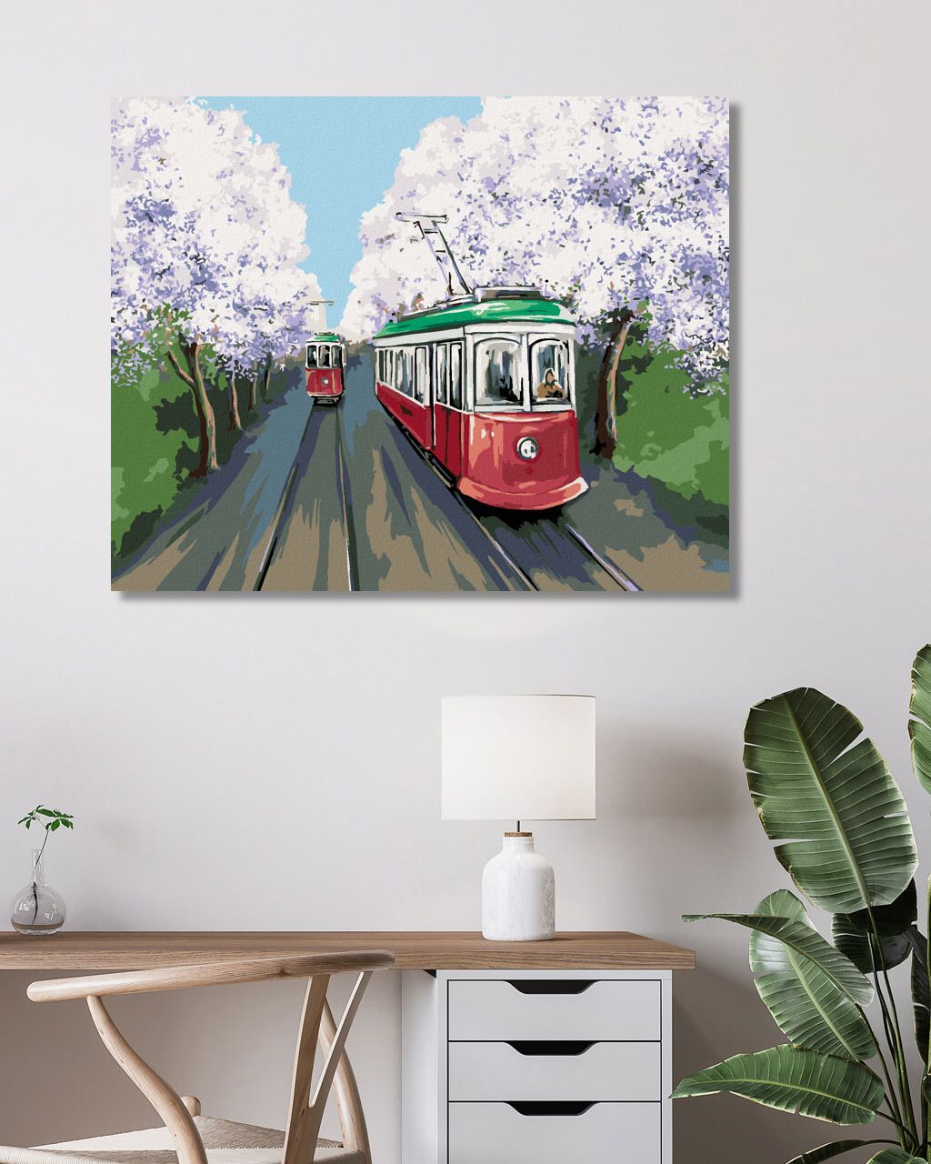 zuty Malování podle čísel - TRAMVAJE V TŘEŠŇOVÉ ALEJI - Rozměr: 40x50 cm, Rámování: Varianta: bez rámu a bez vypnutí plátna - obrázek 3