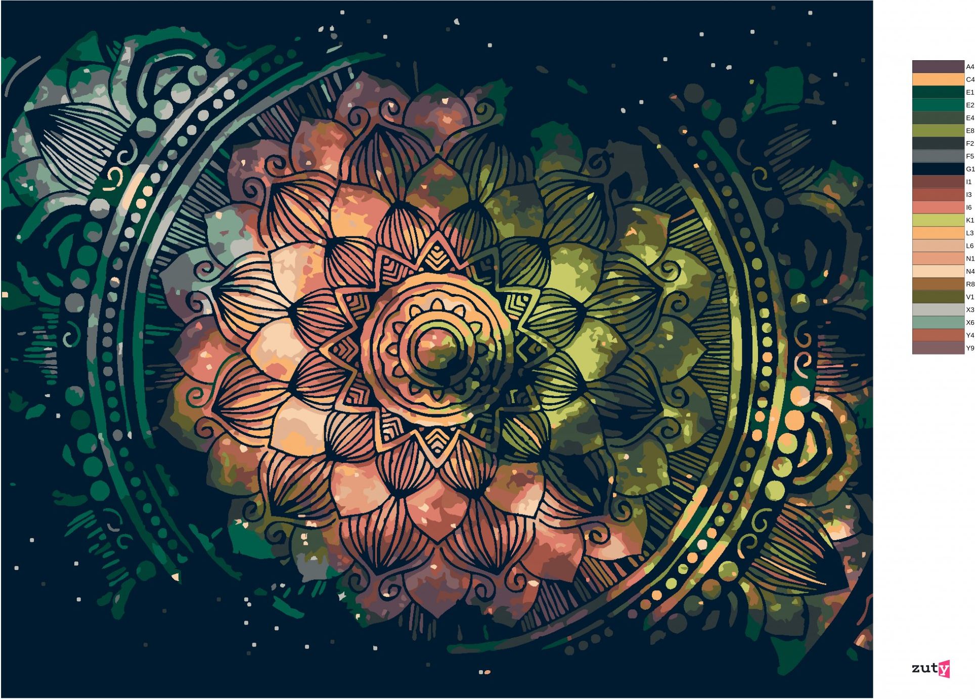 zuty Malování podle čísel - VESMÍRNÁ MANDALA - Rozměr: 40x50 cm, Rámování: Varianta: bez rámu a bez vypnutí plátna - obrázek 8