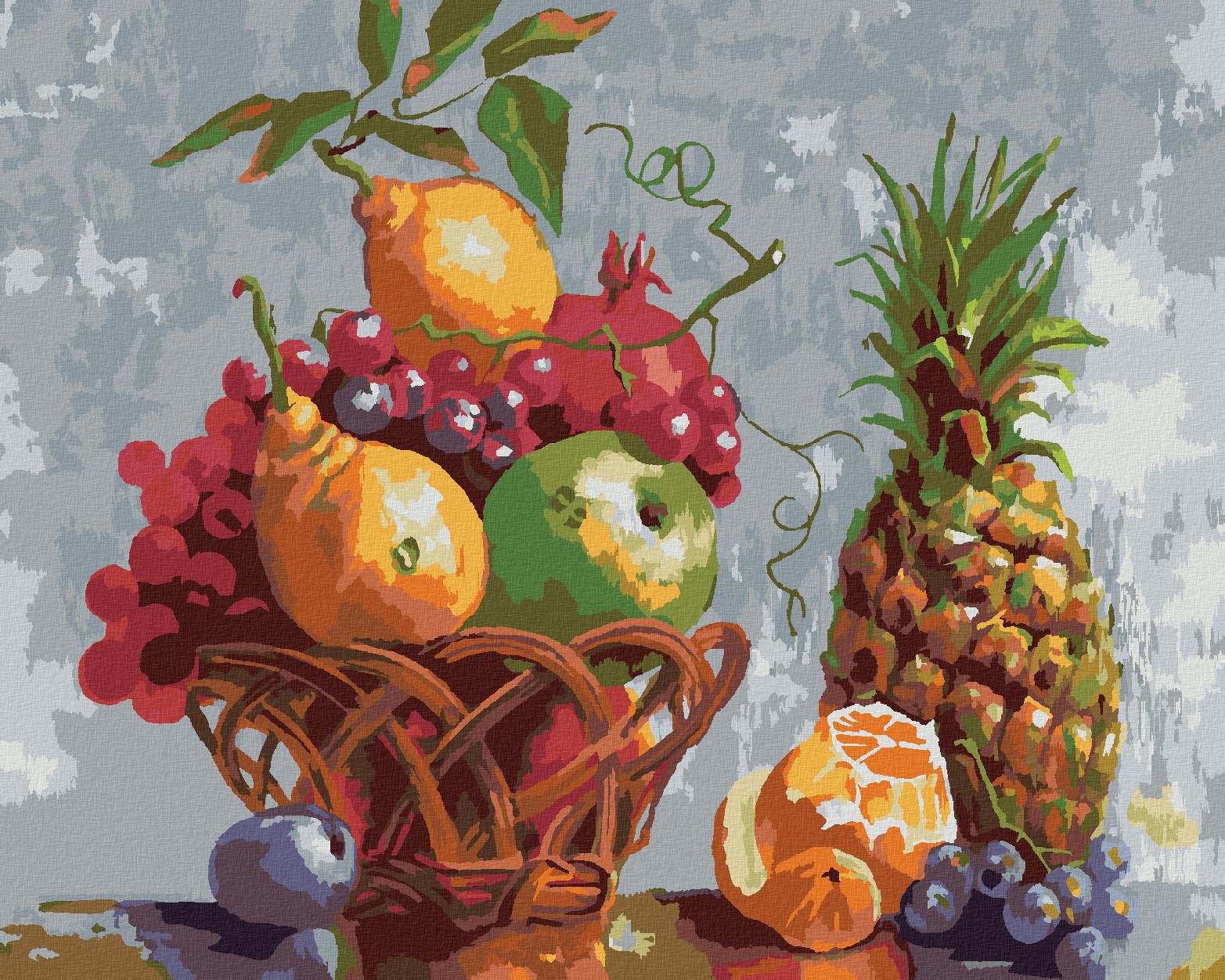 zuty Malování podle čísel - KOŠÍK PLNÝ OVOCE - Rozměr: 40x50 cm, Rámování: Varianta: bez rámu a bez vypnutí plátna - obrázek 1