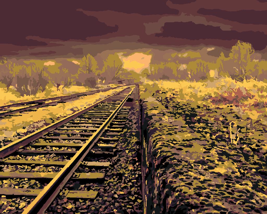 zuty Malování podle čísel - VLAKOVÉ KOLEJE V PÁKISTÁNU - Rozměr: 40x50 cm, Rámování: Varianta: bez rámu a bez vypnutí plátna - obrázek 5