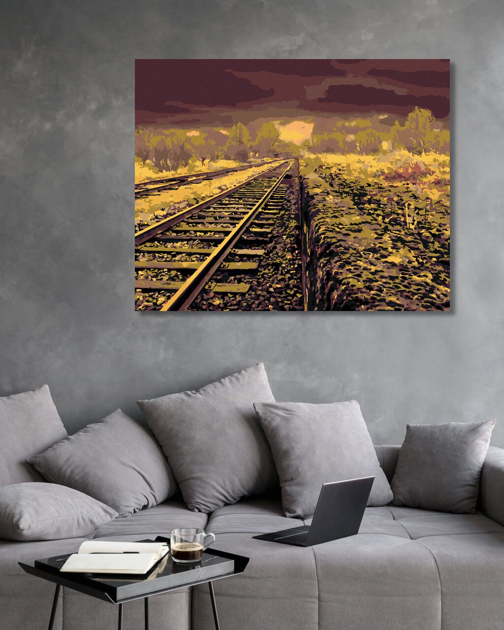zuty Malování podle čísel - VLAKOVÉ KOLEJE V PÁKISTÁNU - Rozměr: 40x50 cm, Rámování: Varianta: bez rámu a bez vypnutí plátna - obrázek 6