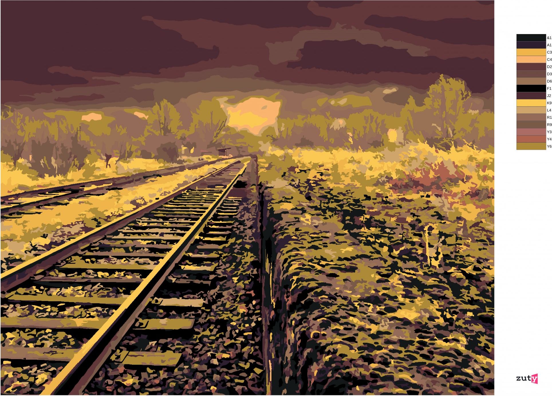 zuty Malování podle čísel - VLAKOVÉ KOLEJE V PÁKISTÁNU - Rozměr: 40x50 cm, Rámování: Varianta: bez rámu a bez vypnutí plátna - obrázek 9