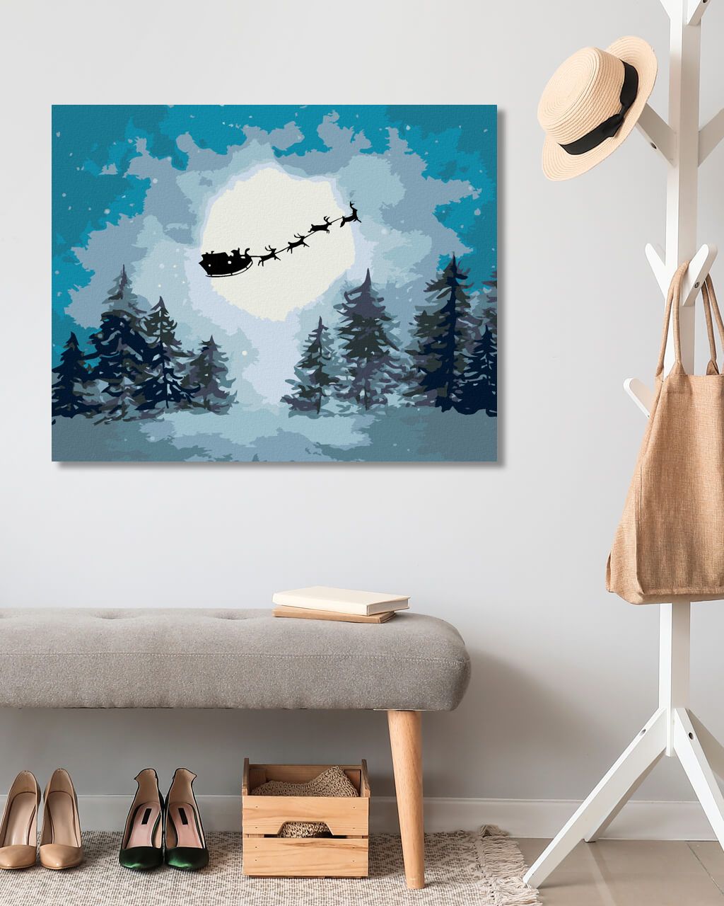 zuty Malování podle čísel - SANTA NA SANÍCH - Rozměr: 40x50 cm, Rámování: Varianta: bez rámu a bez vypnutí plátna - obrázek 3