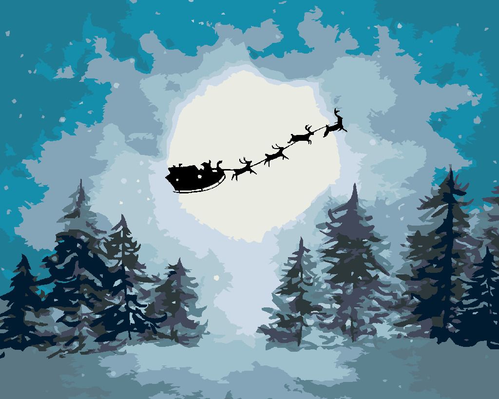 zuty Malování podle čísel - SANTA NA SANÍCH - Rozměr: 40x50 cm, Rámování: Varianta: bez rámu a bez vypnutí plátna - obrázek 8