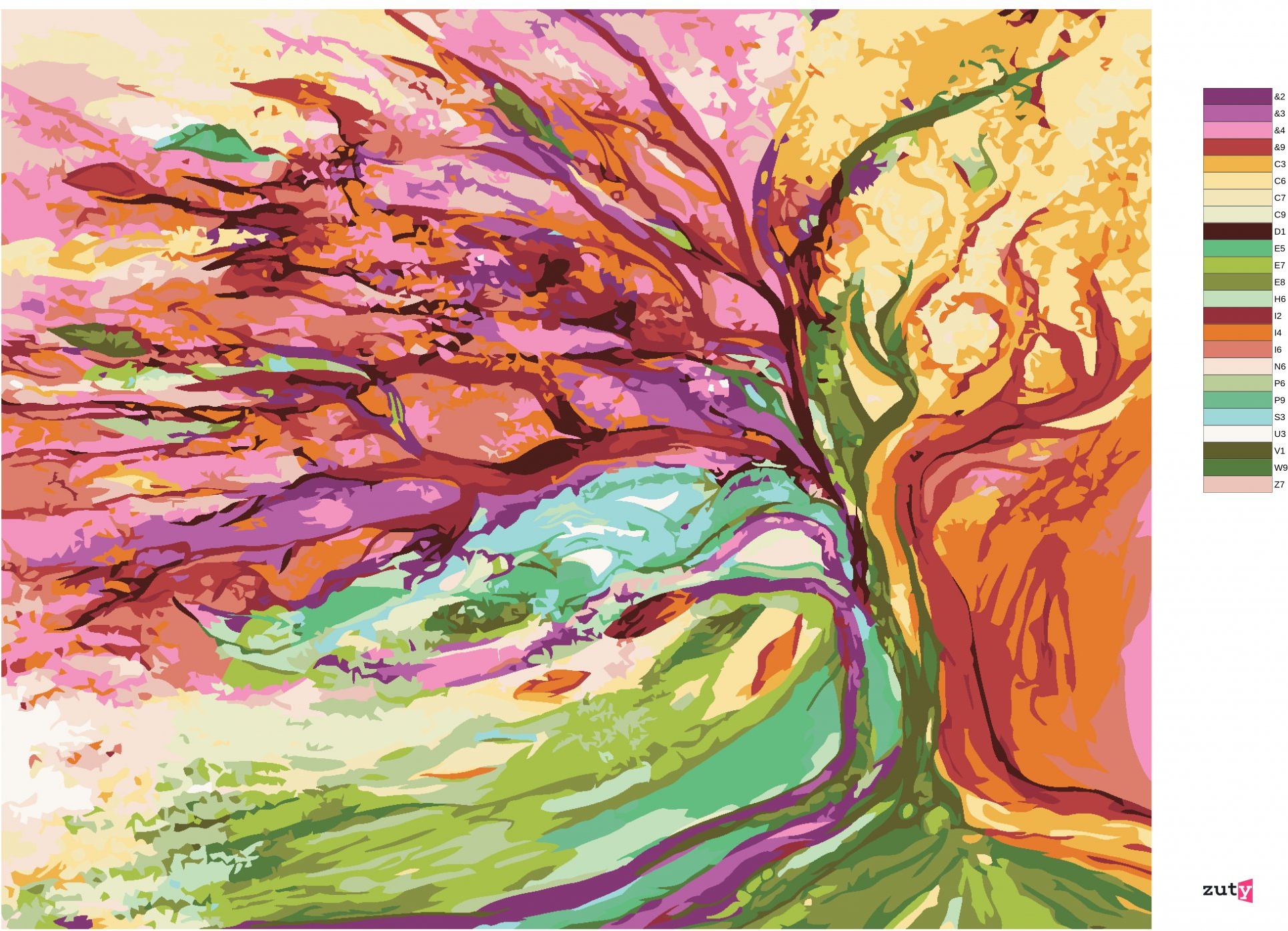 zuty Malování podle čísel - DUHOVÝ STROM (CAROL CAVALARIS) - Rozměr: 40x50 cm, Rámování: Varianta: vypnuté plátno na rám - obrázek 10