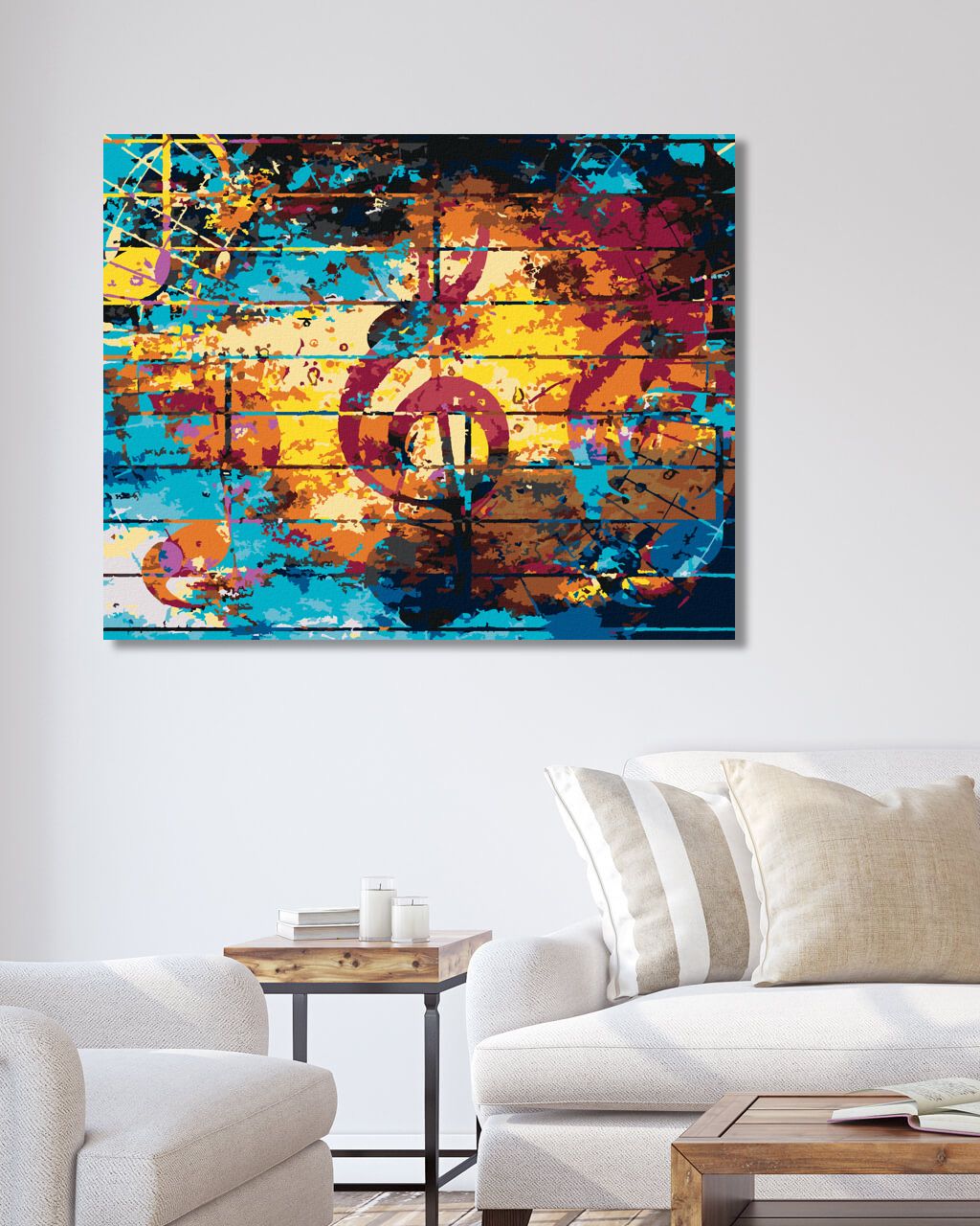 zuty Malování podle čísel - BAREVNÁ KOLÁŽ S HOUSLOVÝM KLÍČEM - Rozměr: 40x50 cm, Rámování: Varianta: bez rámu a bez vypnutí plátna - obrázek 5