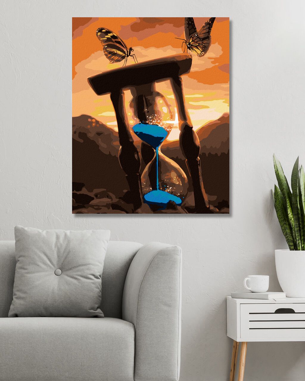zuty Malování podle čísel - PŘESÝPACÍ HODINY A DVA MOTÝLCI - Rozměr: 40x50 cm, Rámování: Varianta: vypnuté plátno na rám - obrázek 3