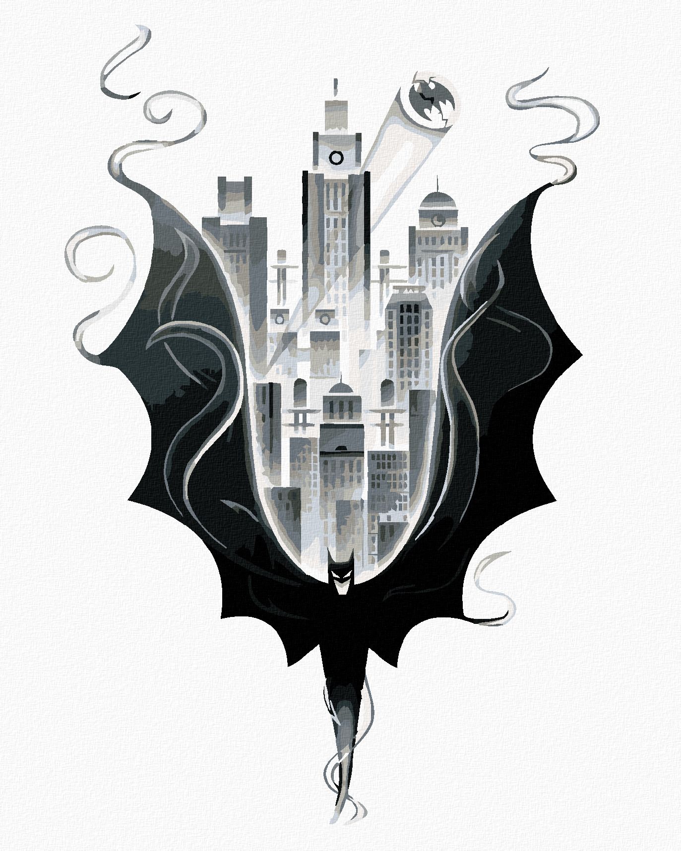 zuty Malování podle čísel - BATMAN V ČERNOBÍLÉ - Rozměr: 40x50 cm, Rámování: Varianta: vypnuté plátno na rám - obrázek 1