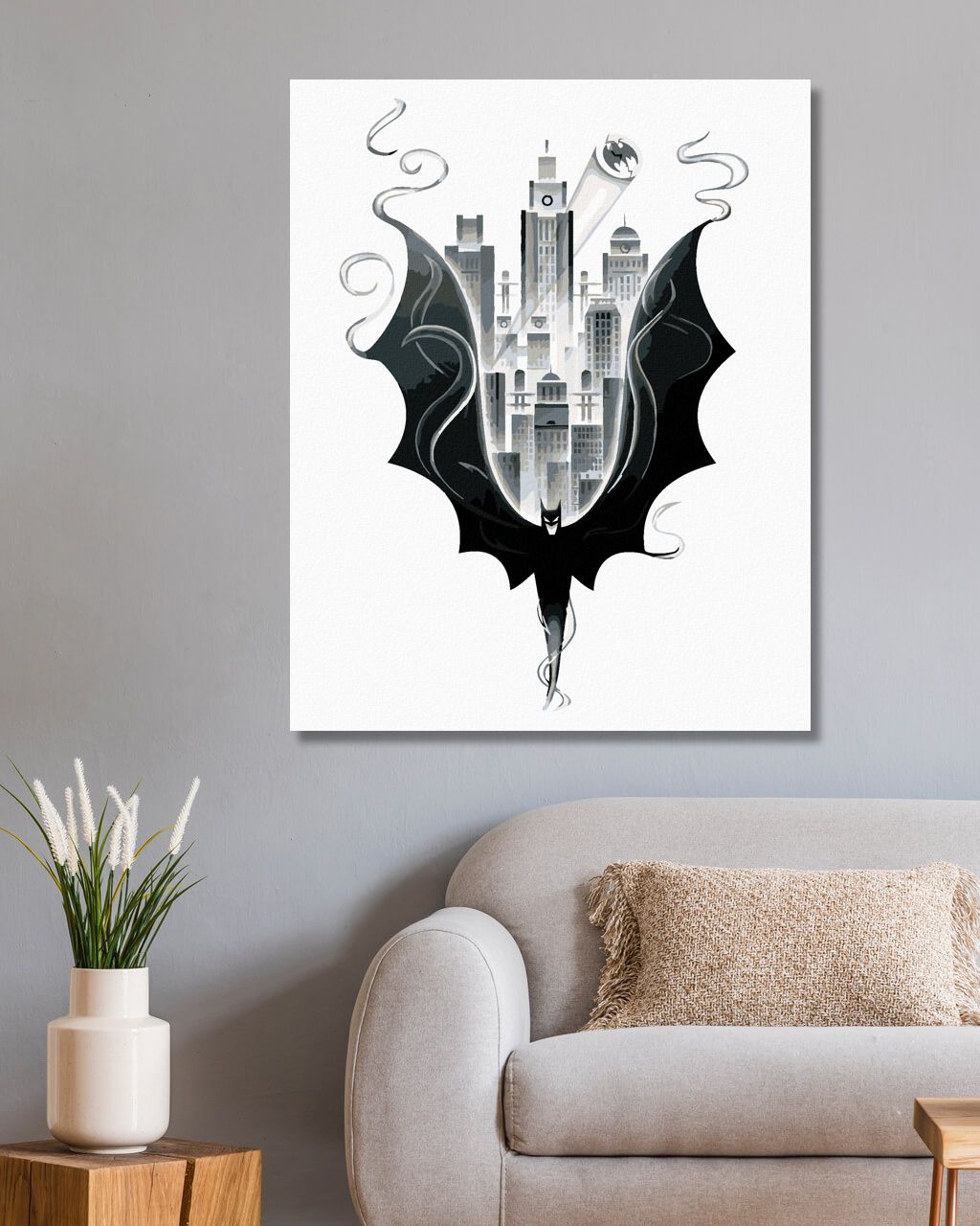 zuty Malování podle čísel - BATMAN V ČERNOBÍLÉ - Rozměr: 40x50 cm, Rámování: Varianta: vypnuté plátno na rám - obrázek 5