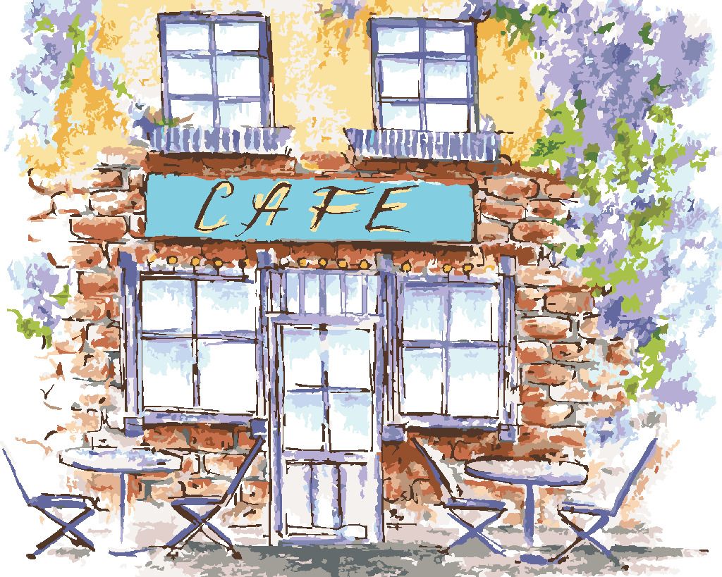 zuty Malování podle čísel - STARÁ KAVÁRNA V PROVENCE - Rozměr: 40x50 cm, Rámování: Varianta: vypnuté plátno na rám - obrázek 4